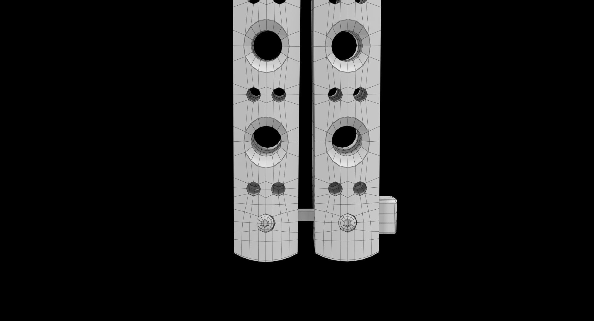 Balisong Butterfly Knife Silver Low-poly 3D model_10