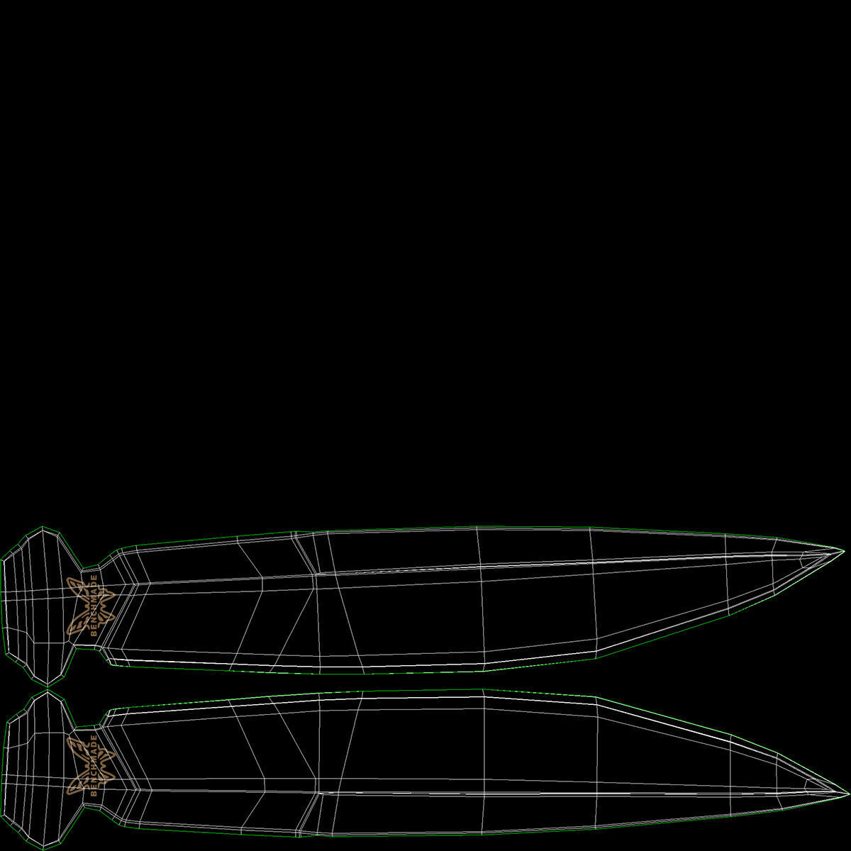 Balisong Butterfly Knife Silver Low-poly 3D model_21