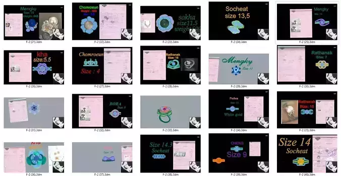 20 ring pieces model rihone drawing3 d rings ring our rings