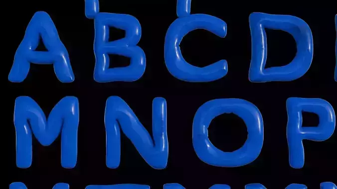 Alphabet Balloons and Numbers 3D model complete  with material 