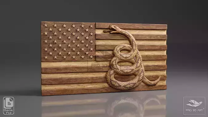 US Flag - Dont Tread On Me - CNC Files For Wood 3D model