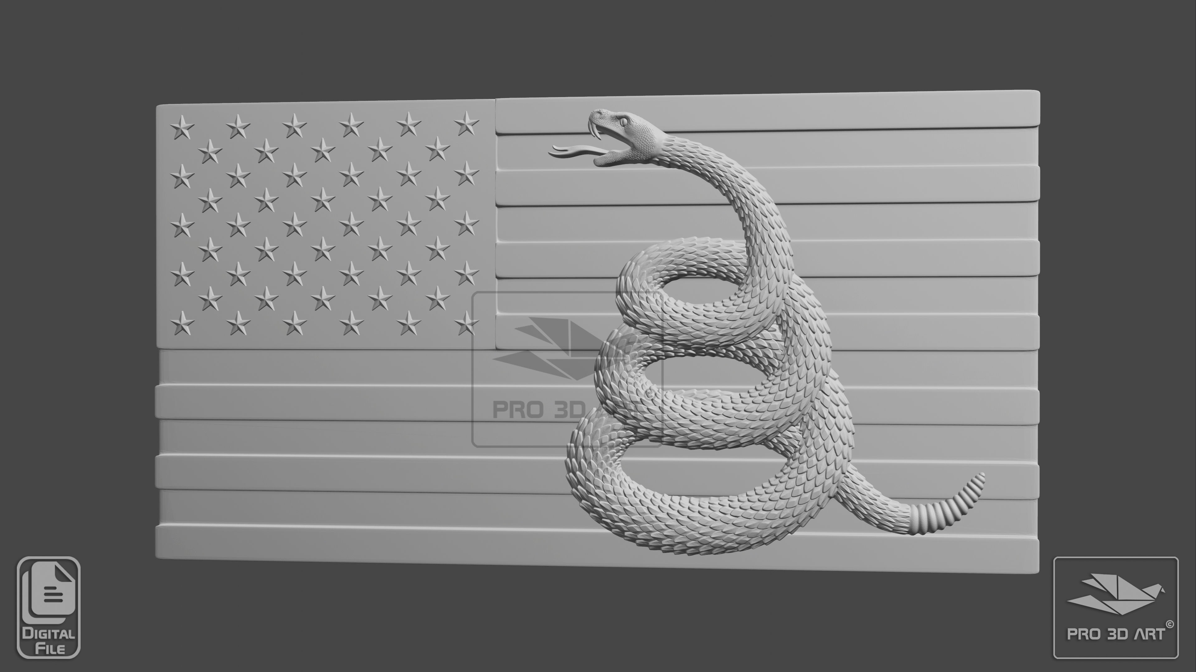 US Flag - Dont Tread On Me - CNC Files For Wood 3D model_1