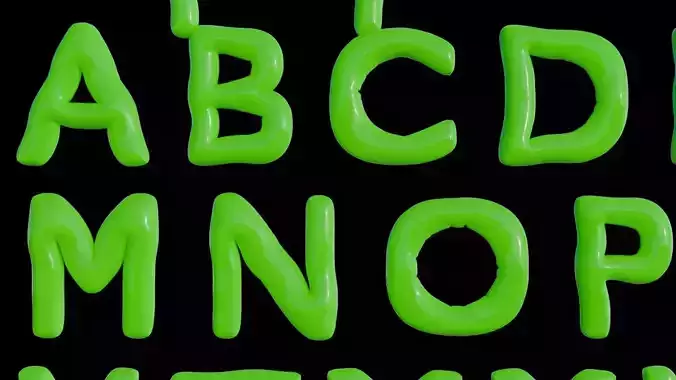 Alphabet Balloons and Numbers 3D model complete with material