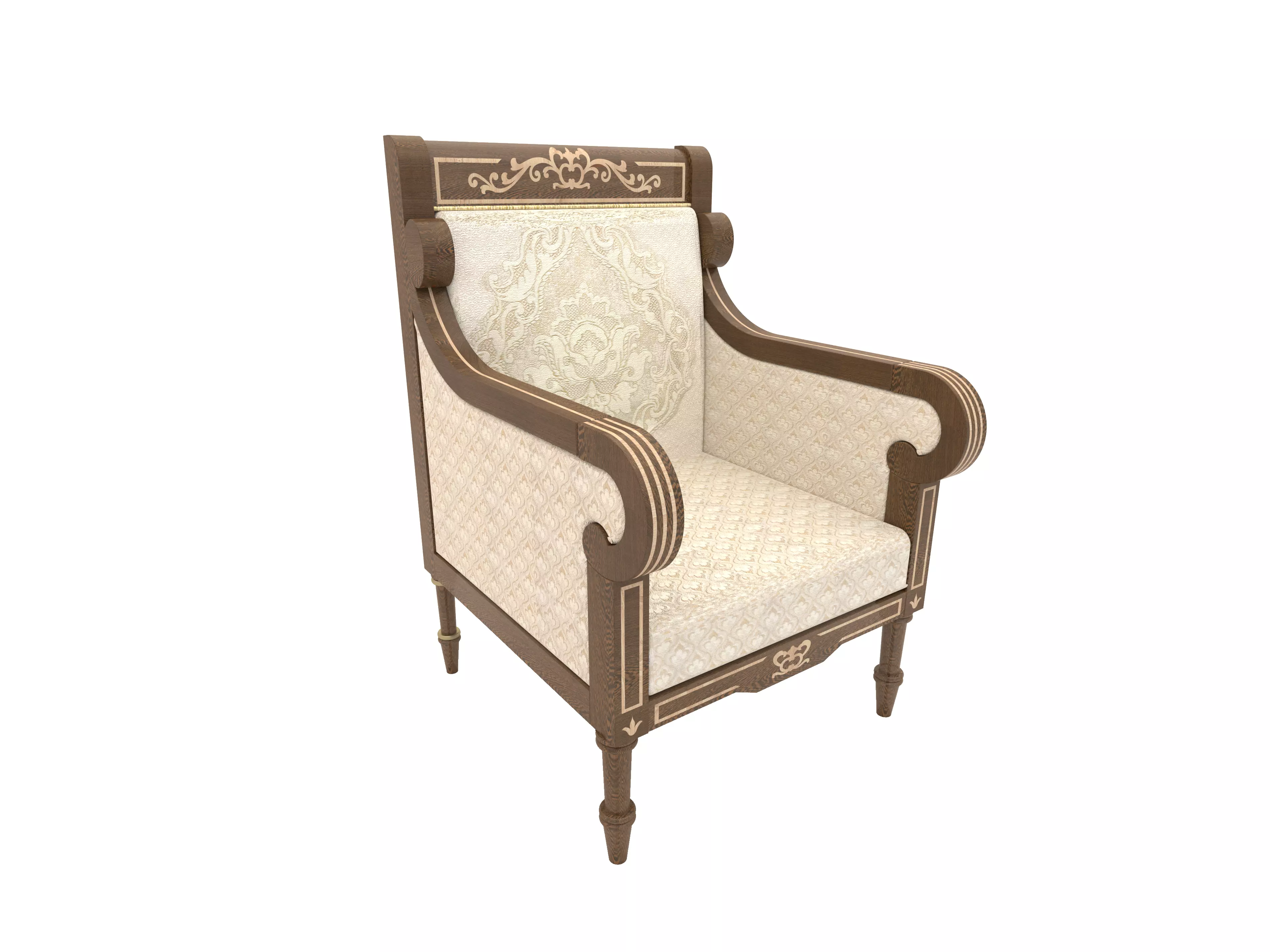 Sapele wood majlis with jacquard fabric Free 3D model
