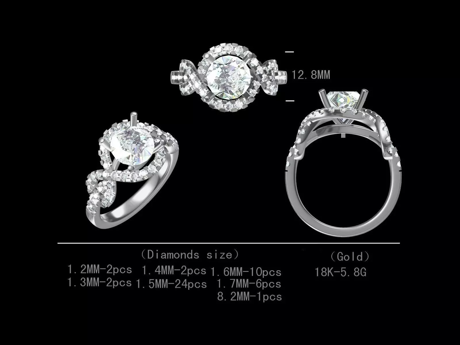 Stylish Engagement Women Diamond Ring 3D Model Free 3D print model
