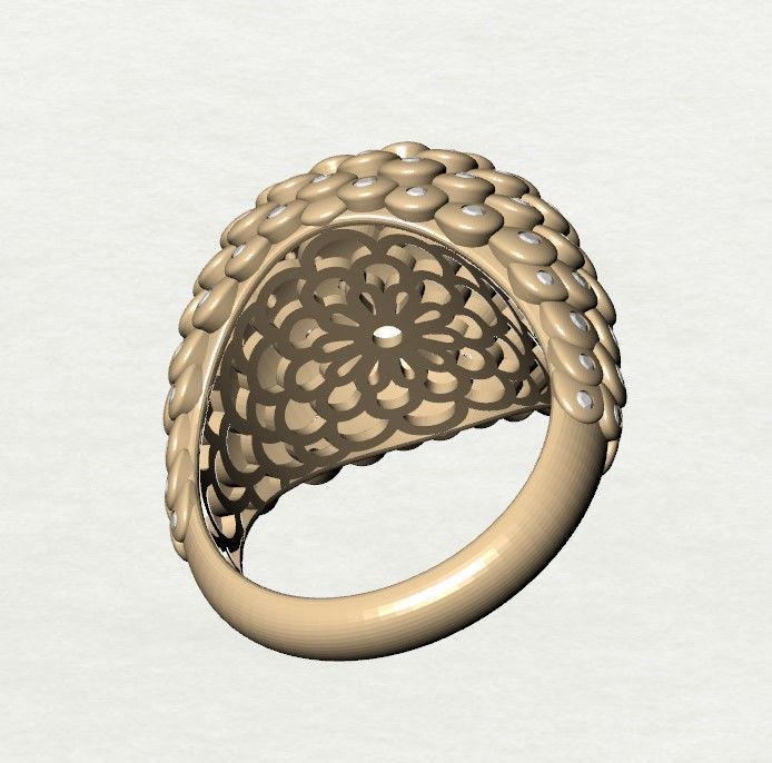 Flower Overlapping Ring  3D print model_11