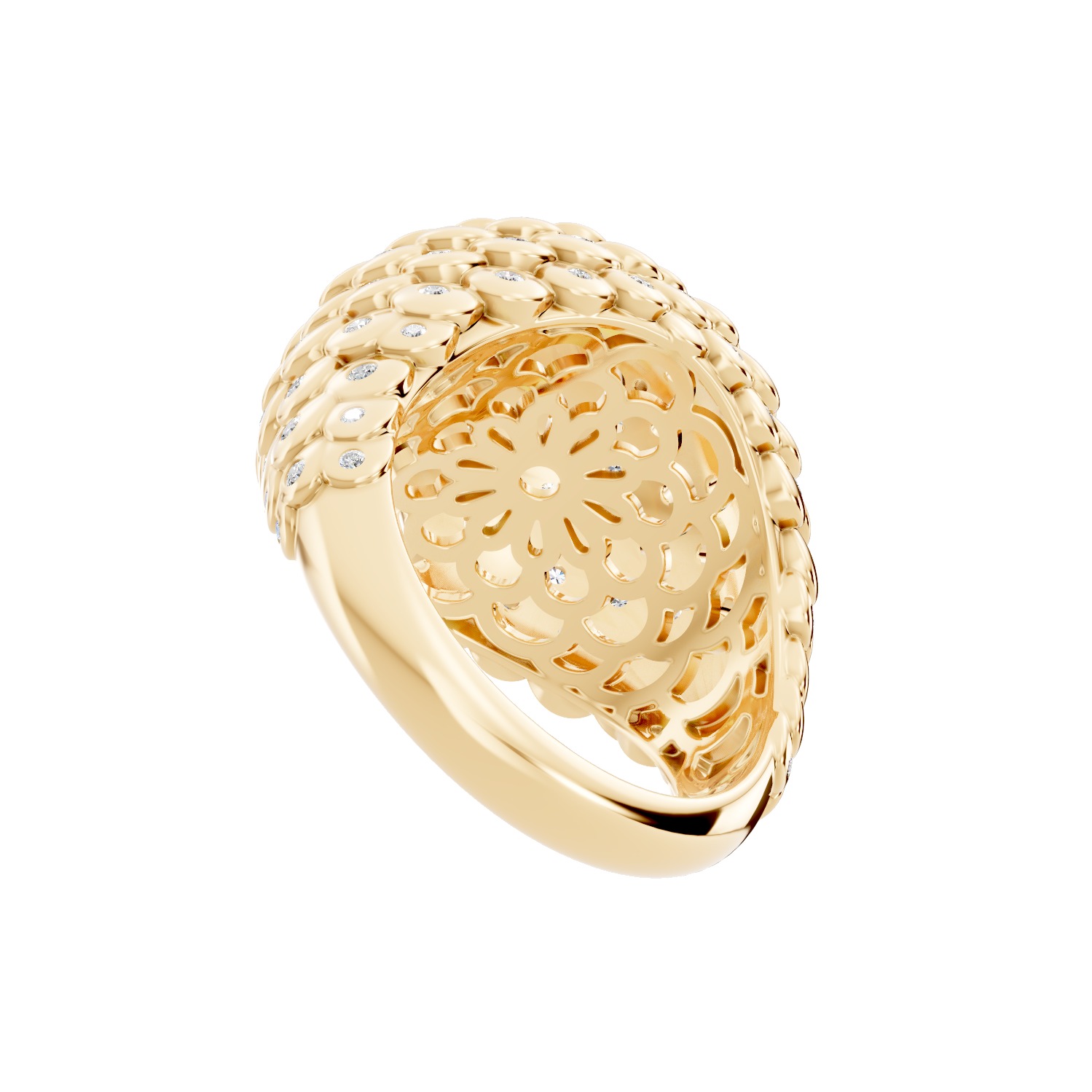Flower Overlapping Ring  3D print model_9