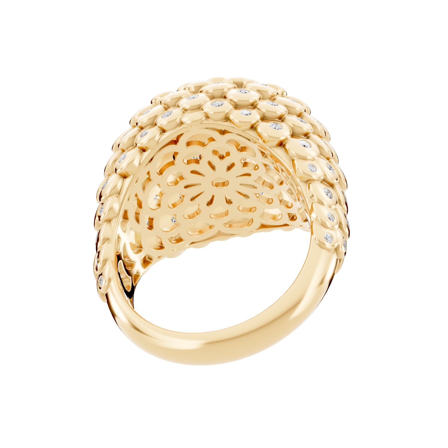 Flower Overlapping Ring  3D print model_8