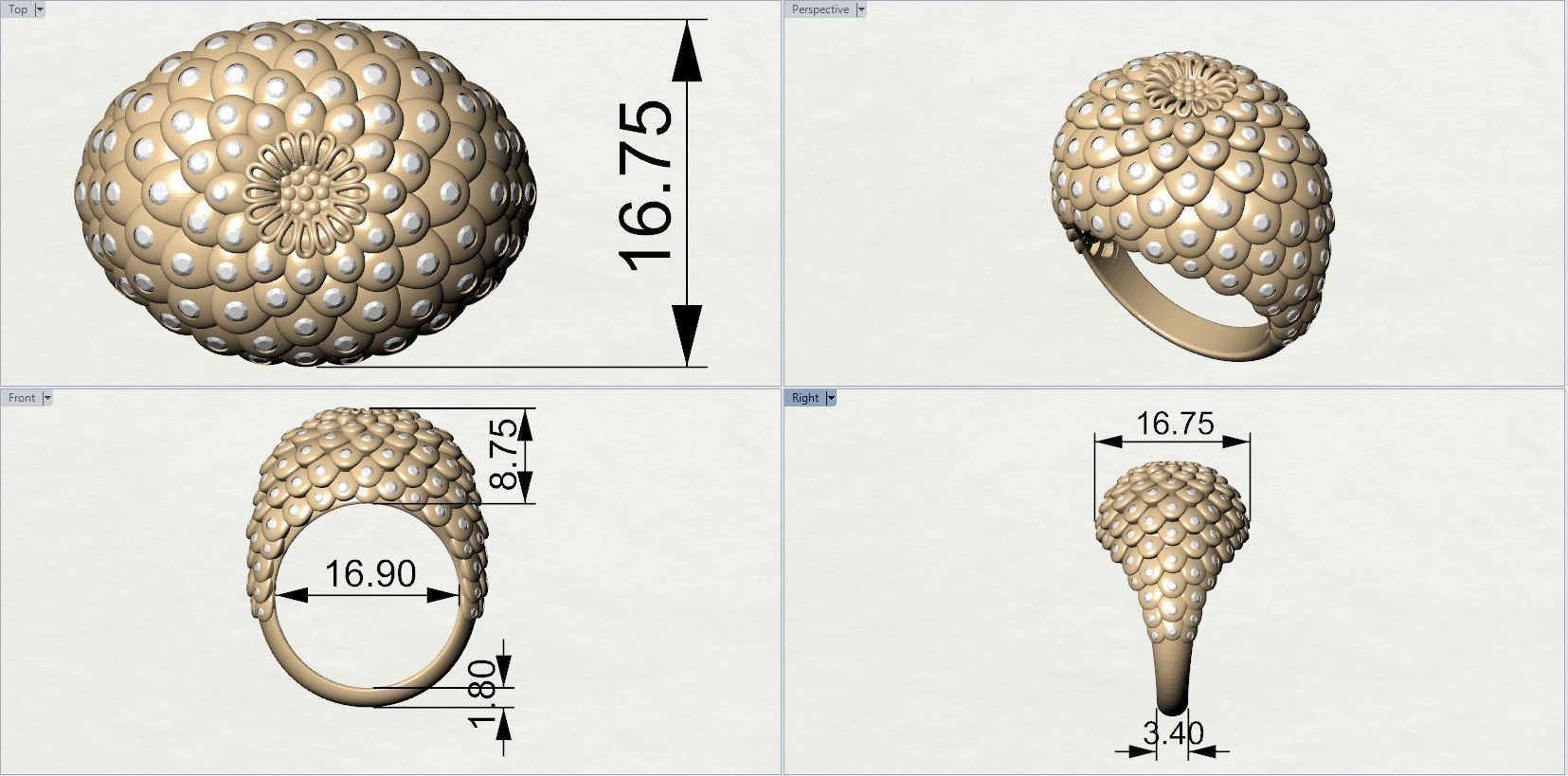 Flower Overlapping Ring  3D print model_10