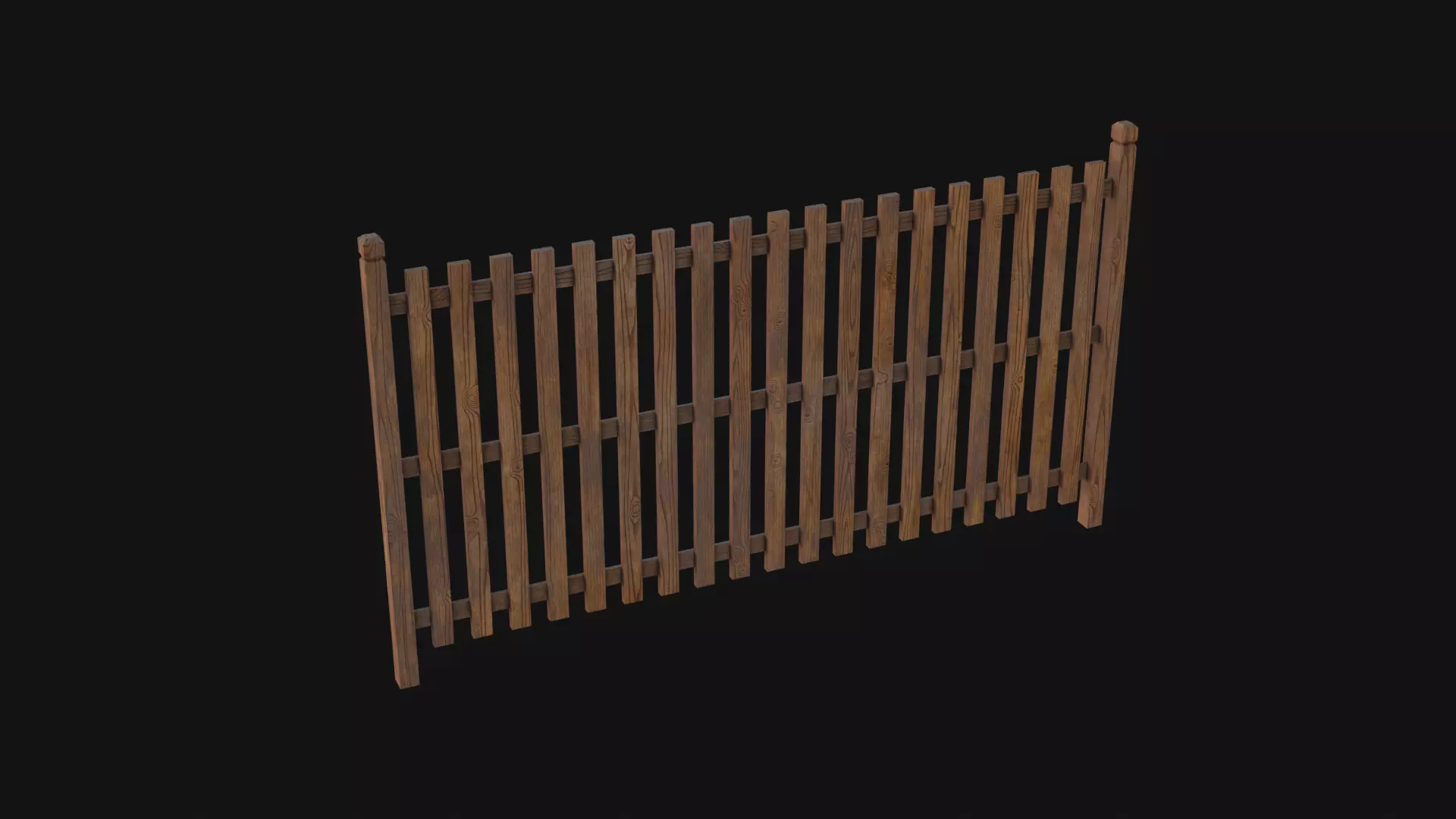 Wooden Fence Low-poly 3D model