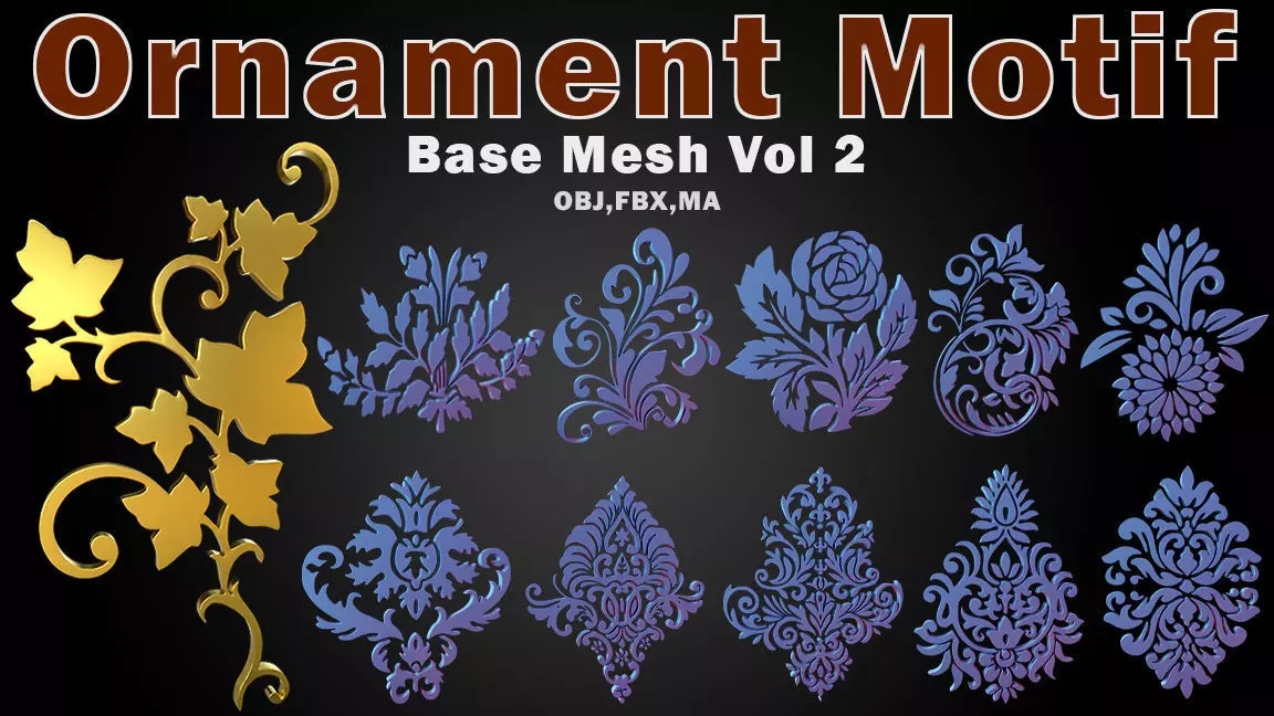 Ornaments Motif Base Mesh Vol 2 3D model_0
