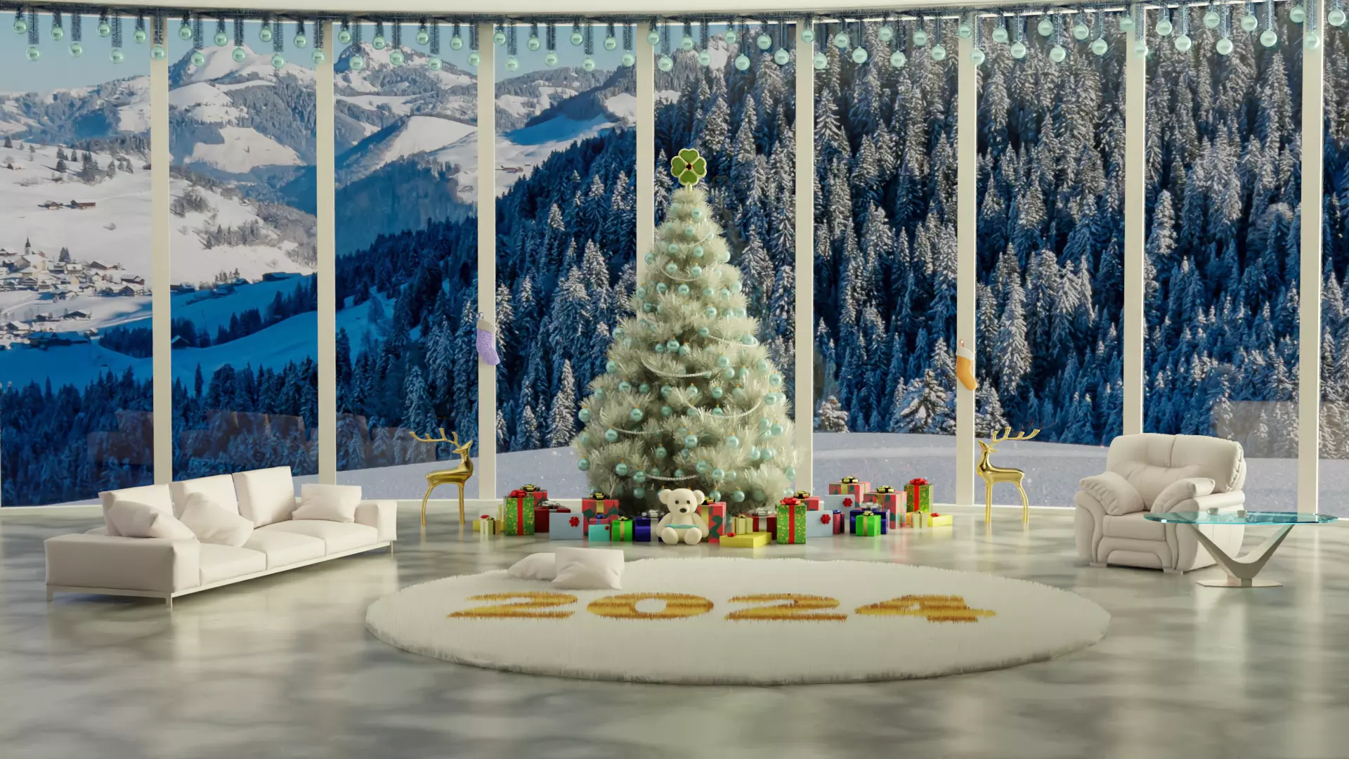 New Year 2024 in the mountains 3D model_0