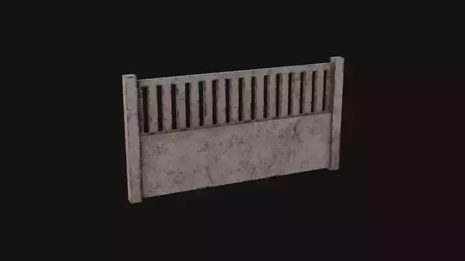 Concrete Fence Low-poly 3D model