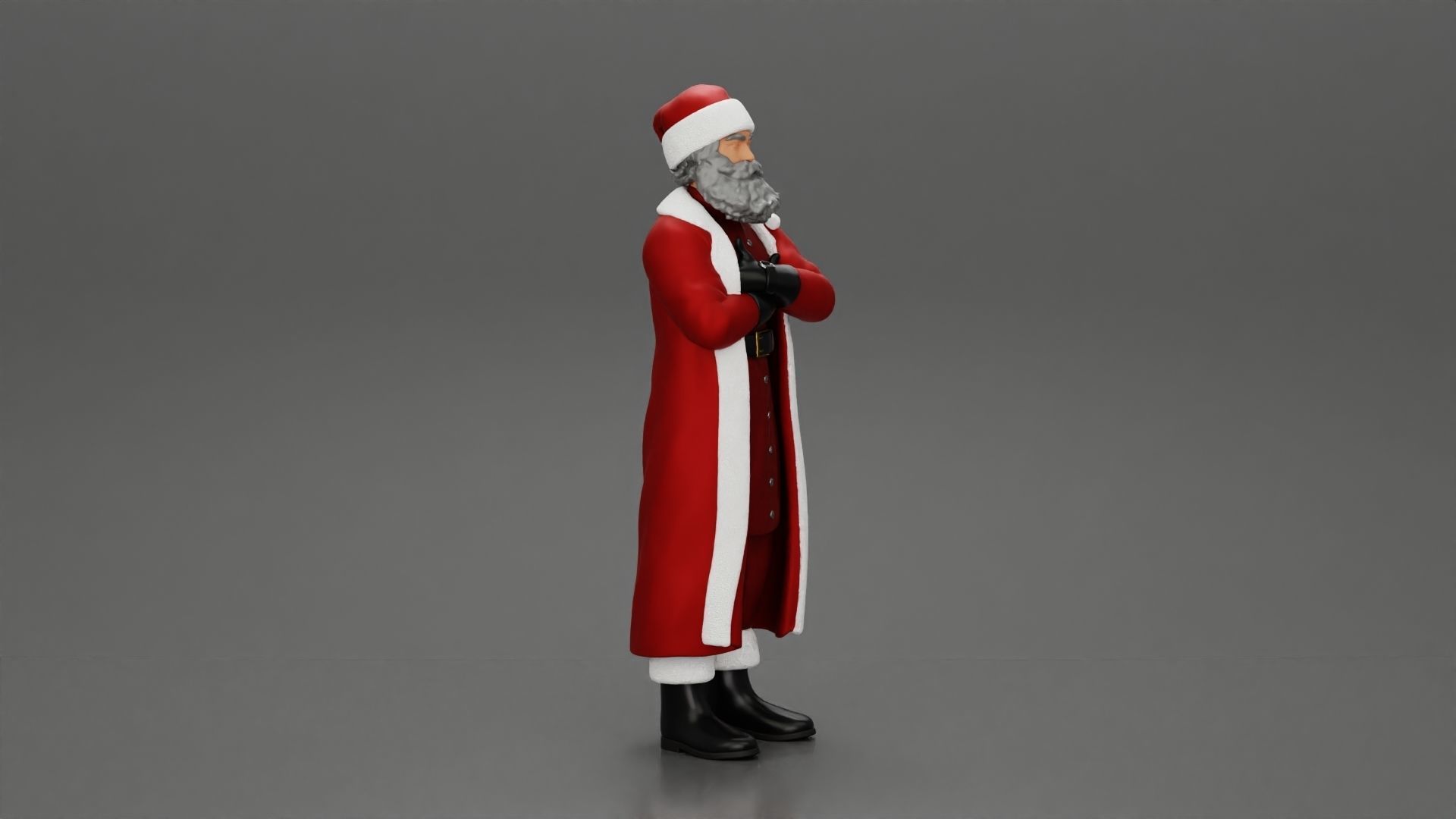 Santa Claus stands with his arms crossed 3D print model_1