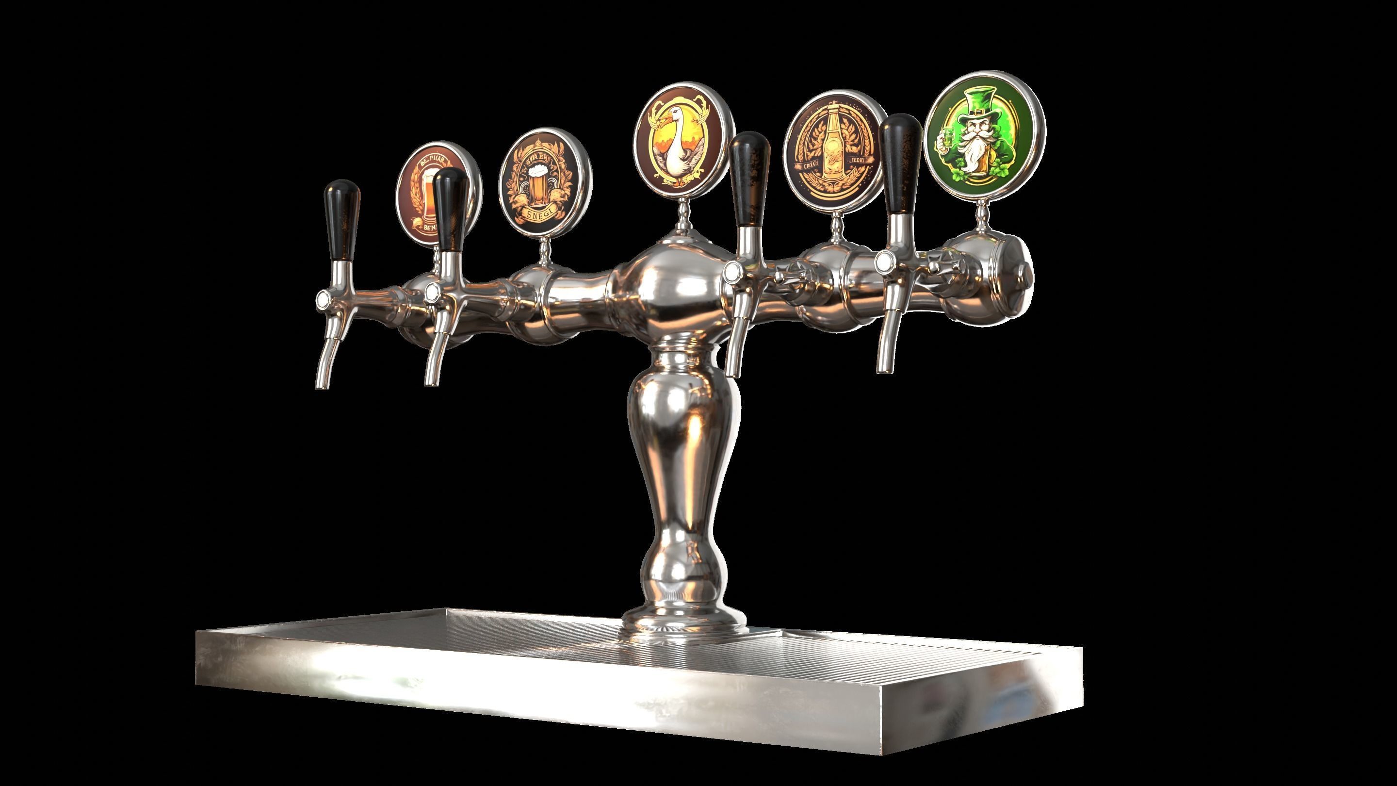 Bar Beer tap Low-poly 3D model_30