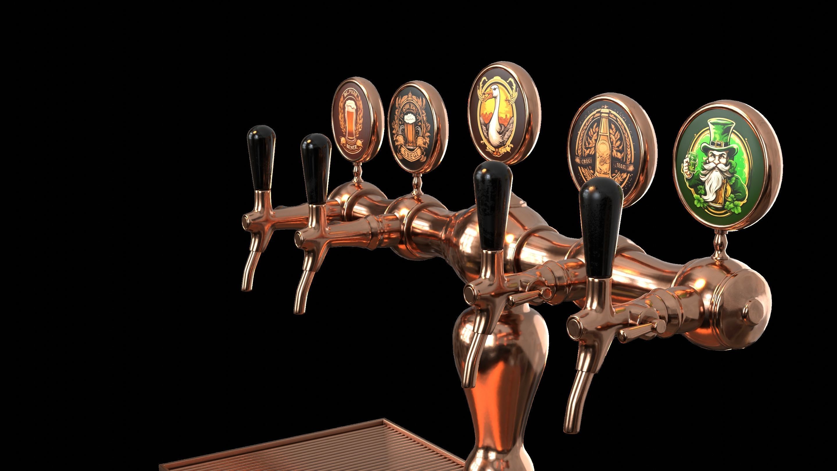 Bar Beer tap Low-poly 3D model_9