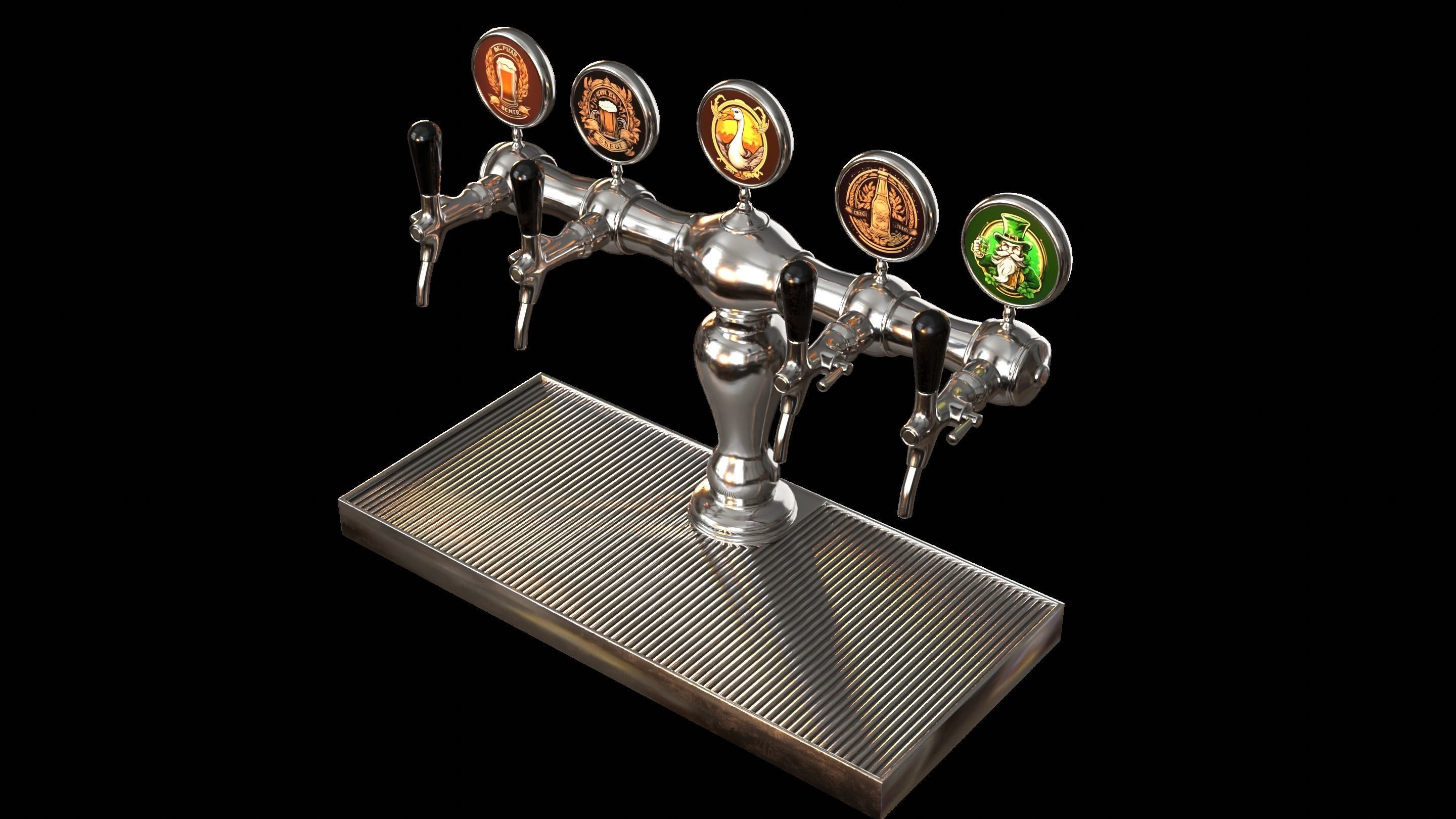 Bar Beer tap Low-poly 3D model_32