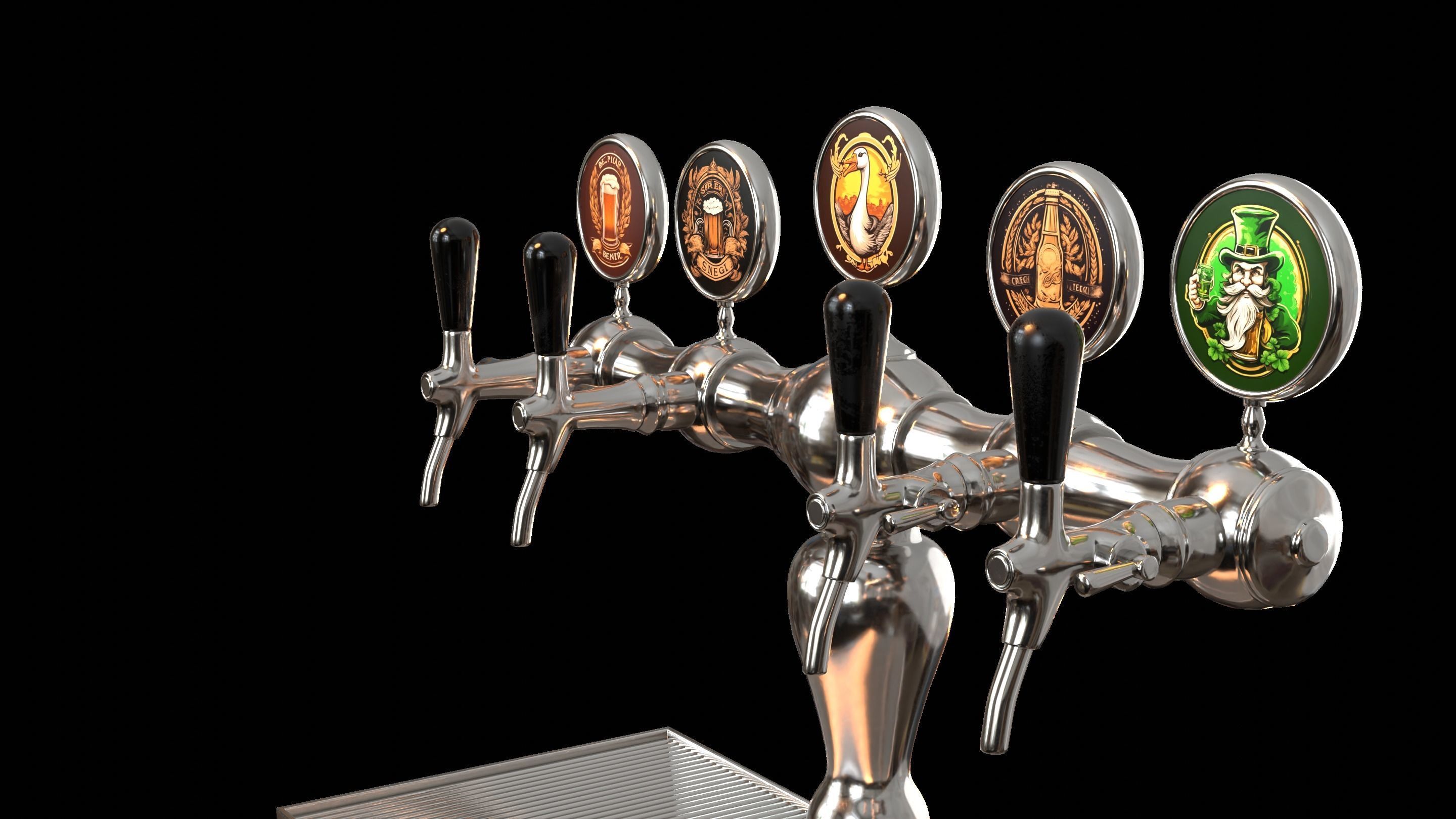 Bar Beer tap Low-poly 3D model_38