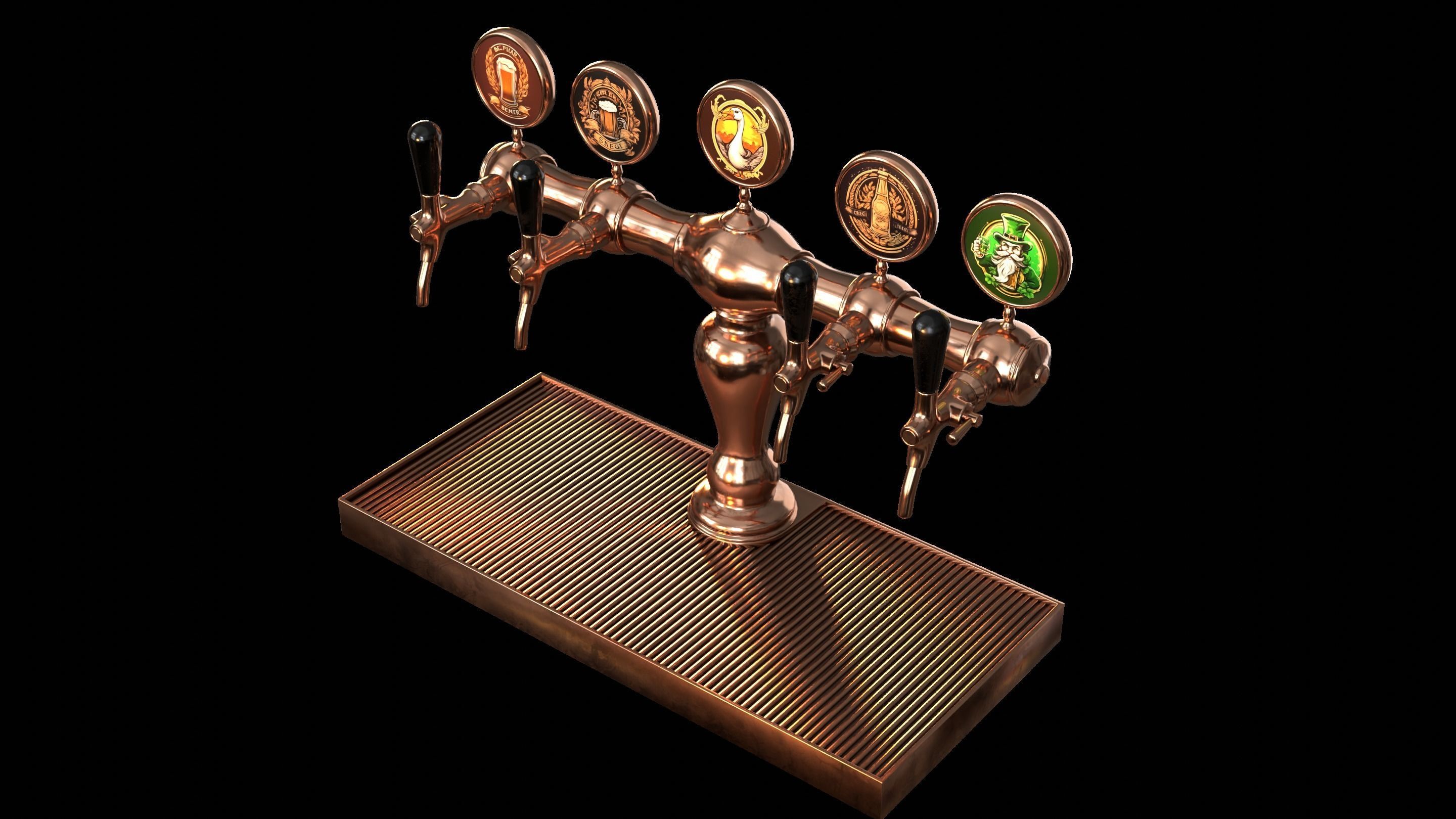 Bar Beer tap Low-poly 3D model_4