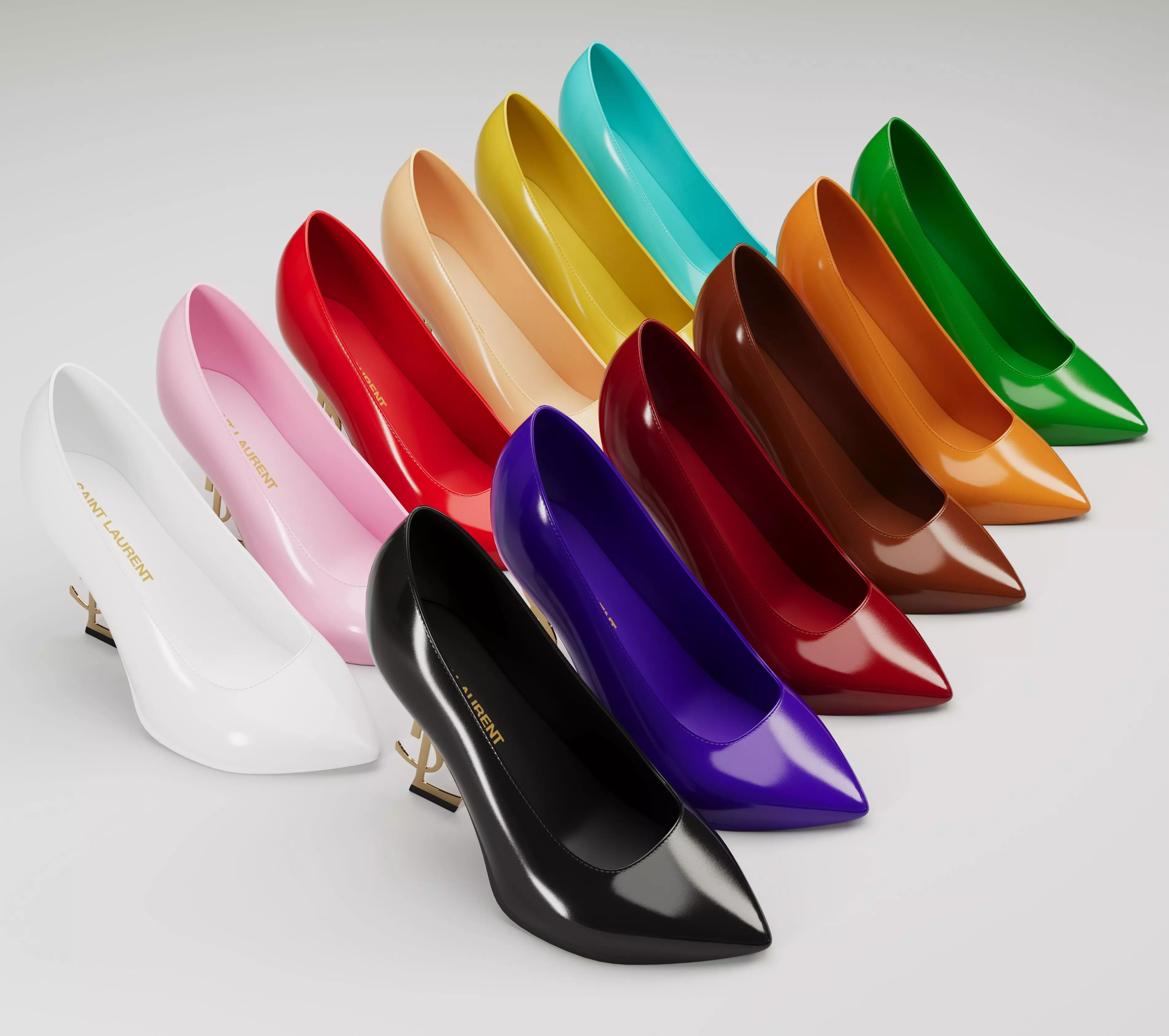 Saint Laurent paris opyum leather high heels collection Low-poly 3D model