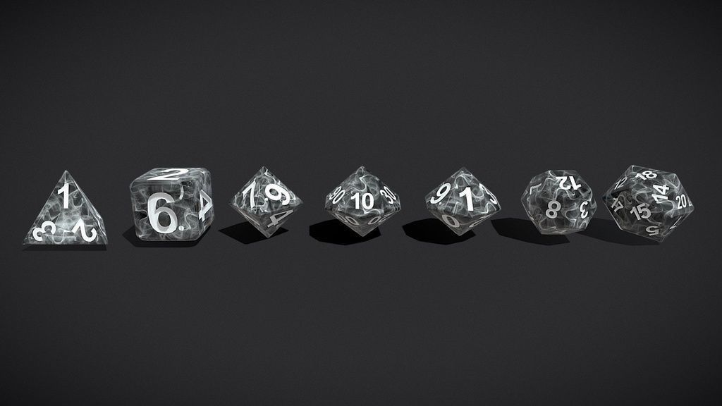 customizable RPG Dice - Complete Eddition Low-poly 3D model_3