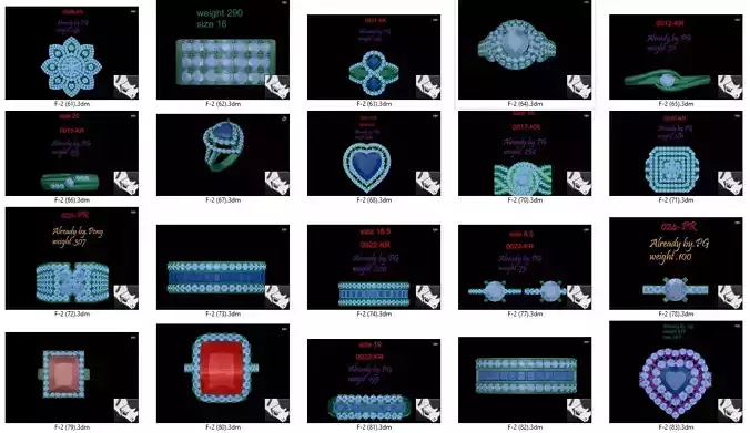 20 ring pieces model rihone drawing3 d rings ring our rings