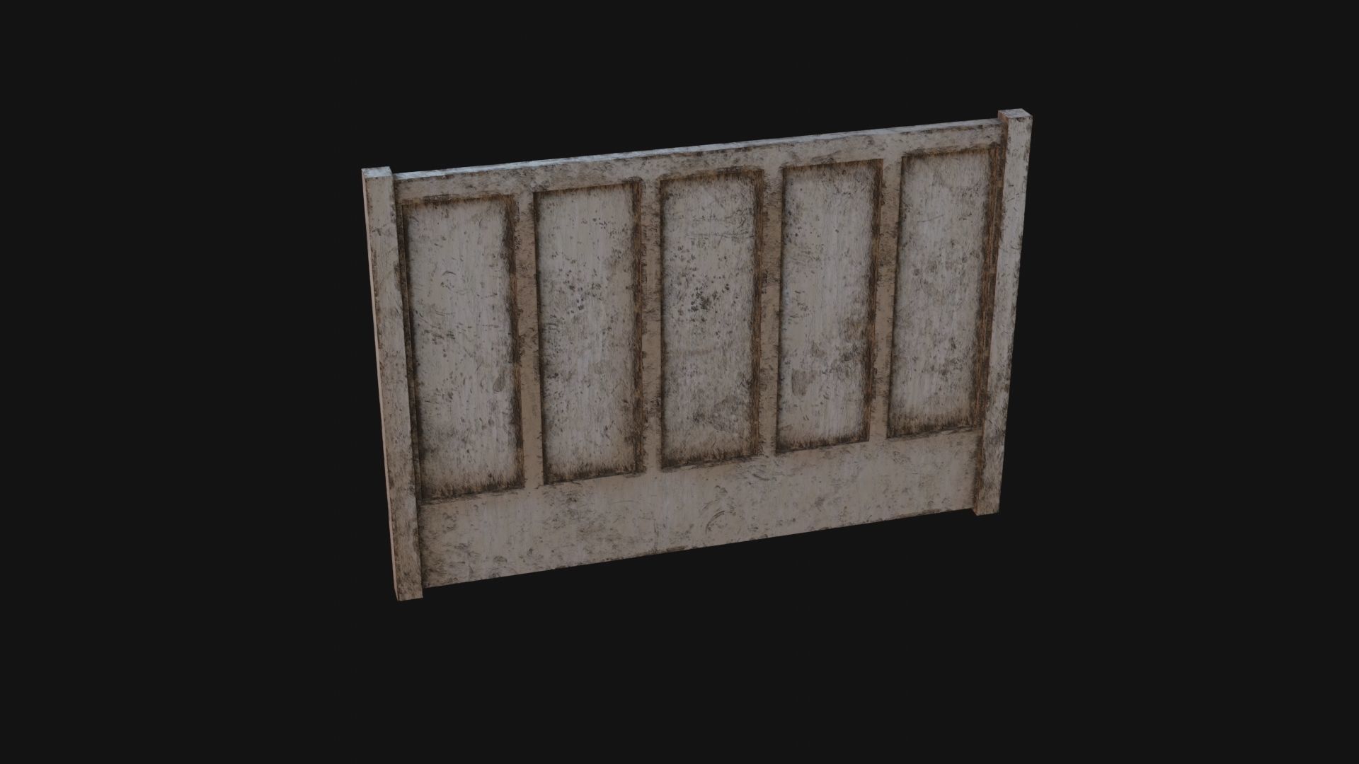 Concrete Fence Low-poly 3D model_1