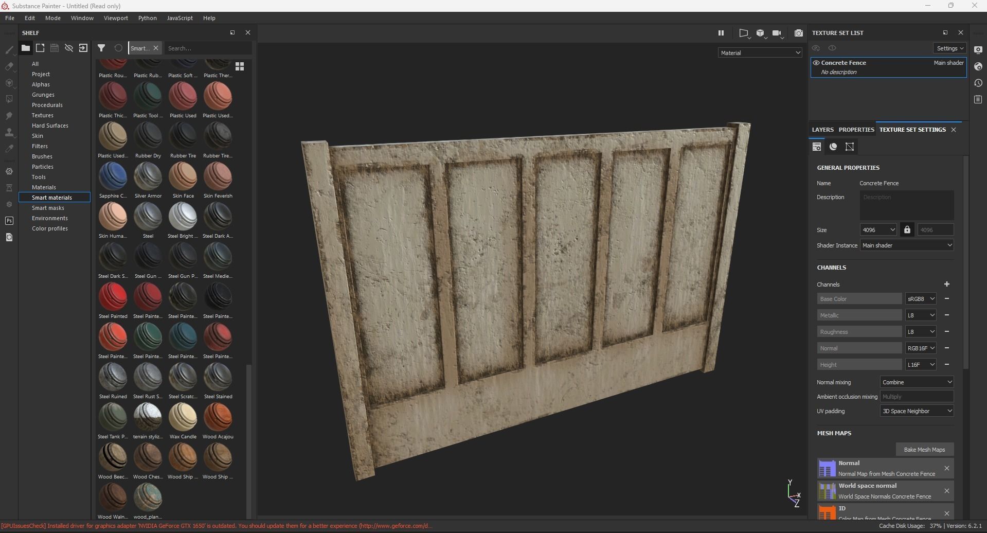 Concrete Fence Low-poly 3D model_6