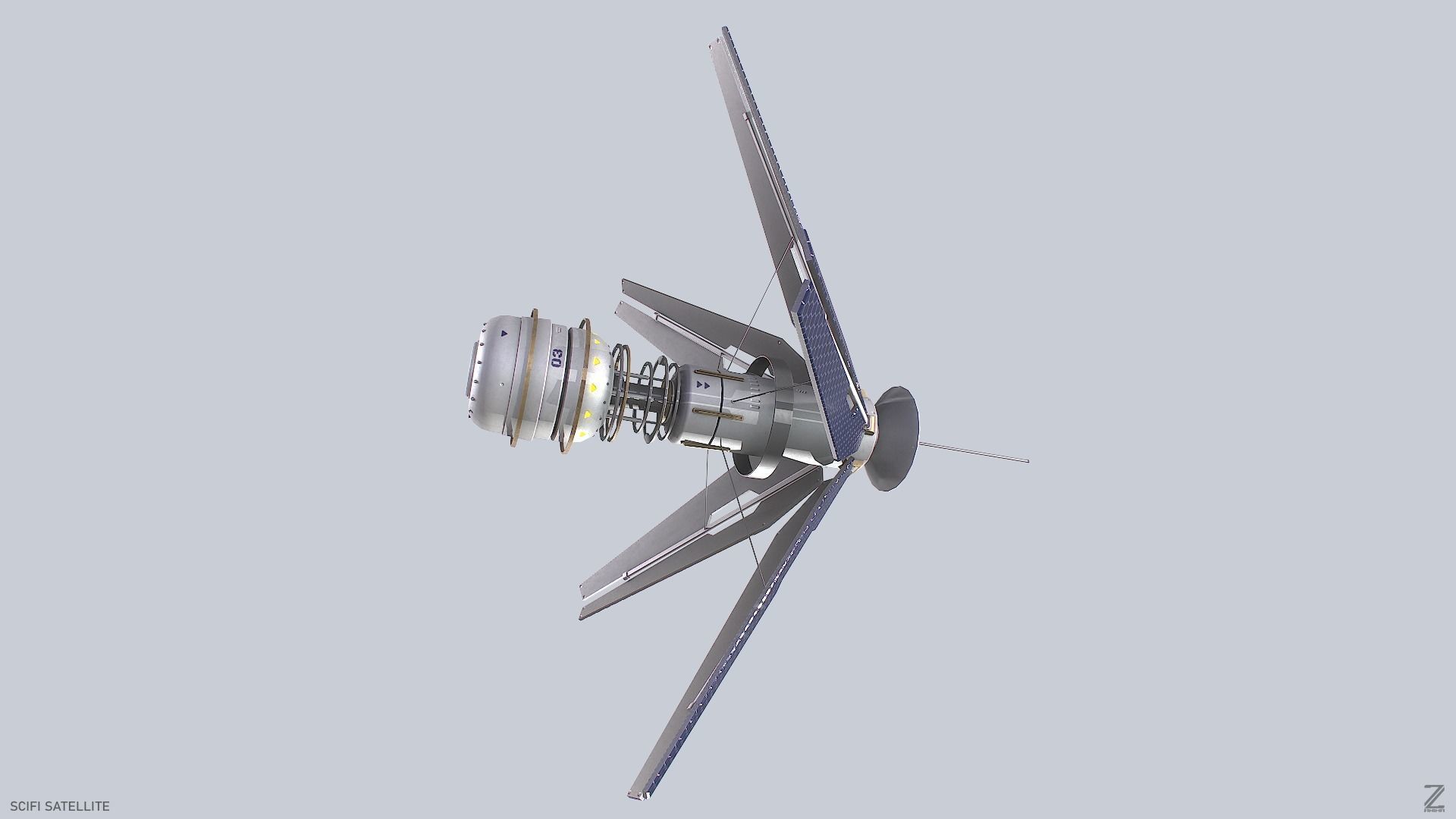 Sci fi Satellite Low-poly 3D model_4