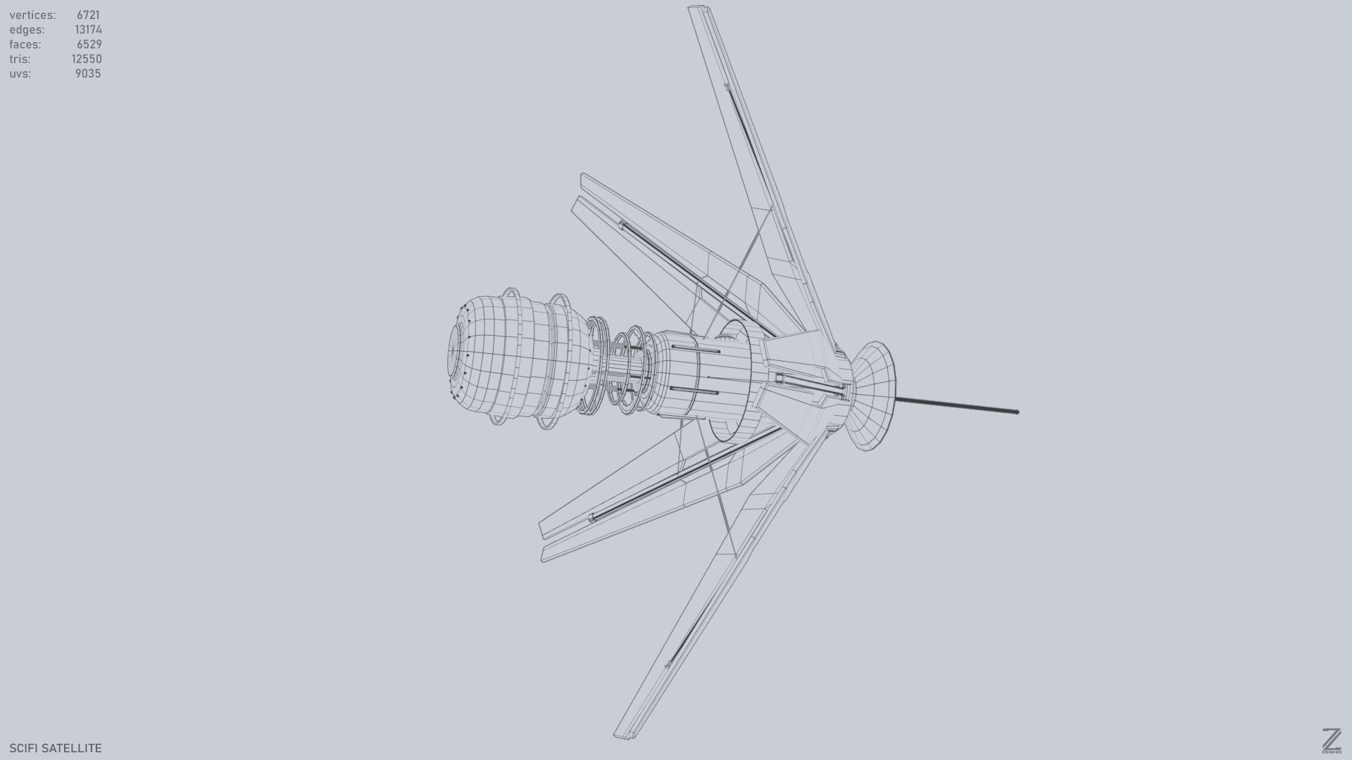 Sci fi Satellite Low-poly 3D model_14