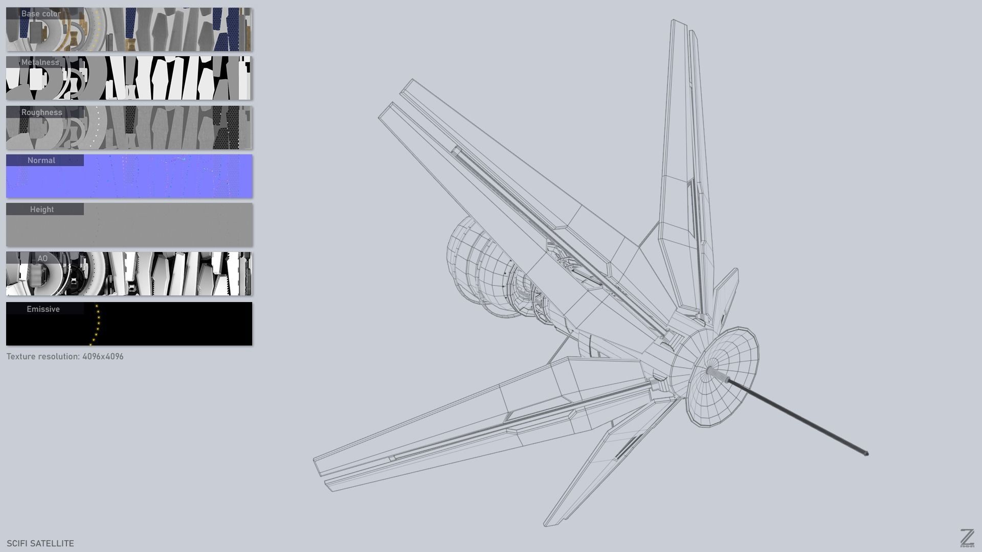 Sci fi Satellite Low-poly 3D model_3