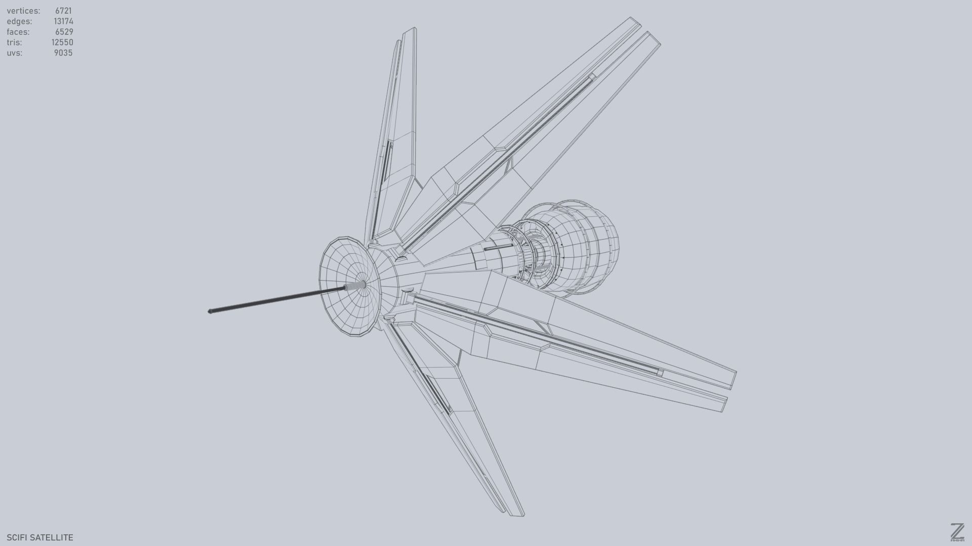 Sci fi Satellite Low-poly 3D model_9