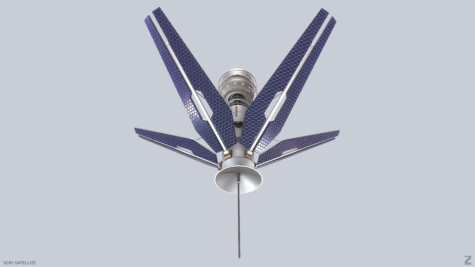 Sci fi Satellite Low-poly 3D model_2