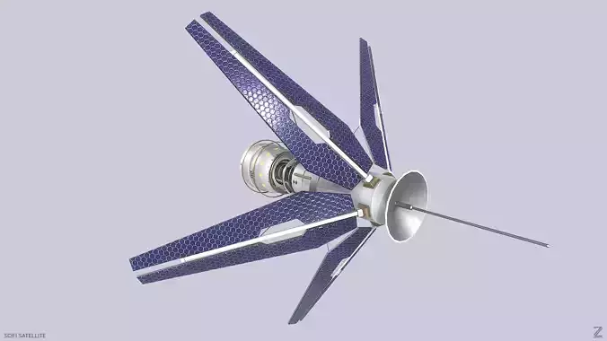 Sci fi Satellite Low-poly 3D model