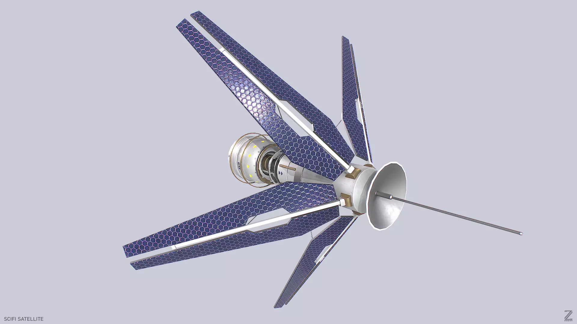 Sci fi Satellite Low-poly 3D model_0