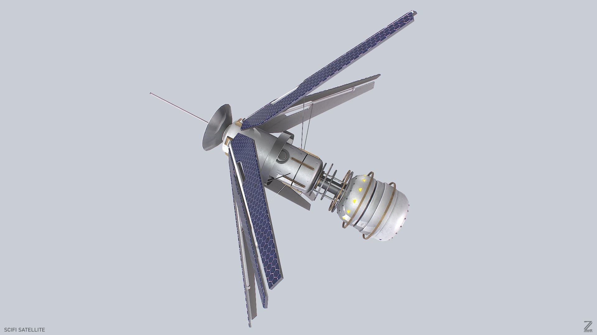Sci fi Satellite Low-poly 3D model_7