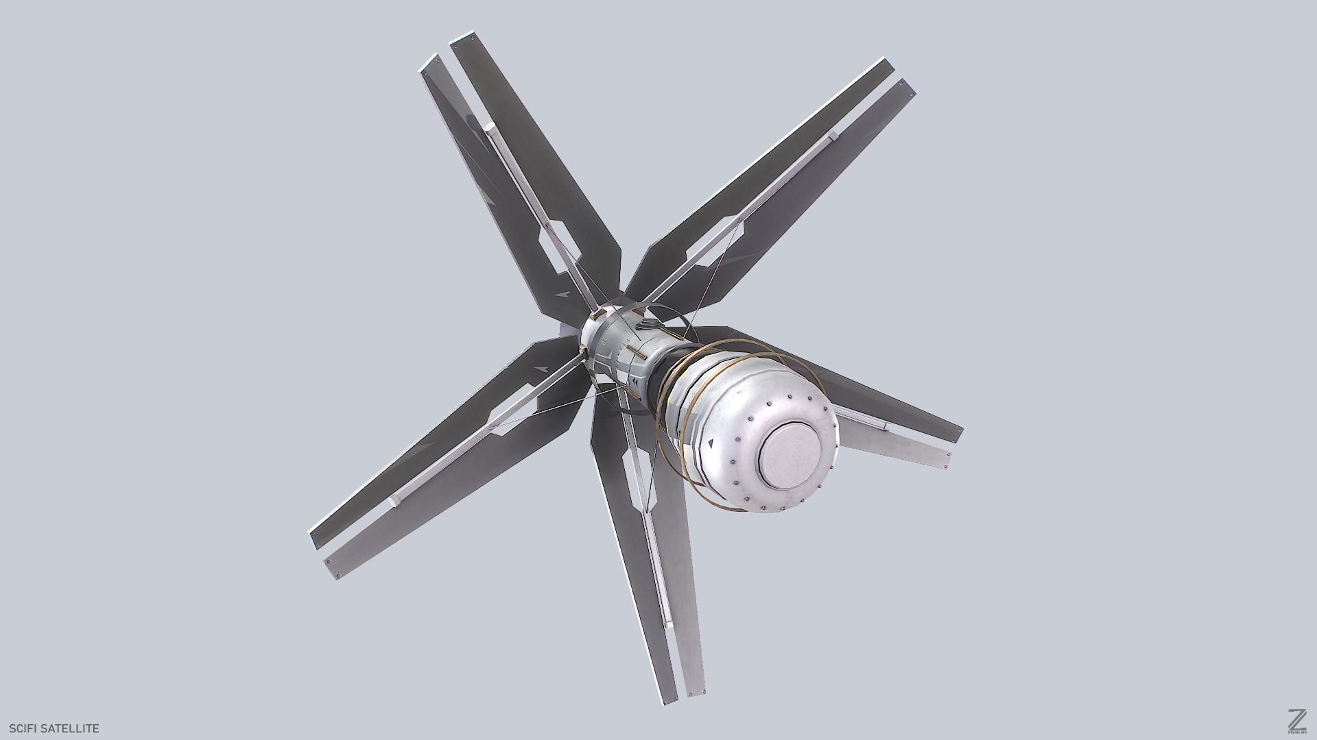 Sci fi Satellite Low-poly 3D model_6