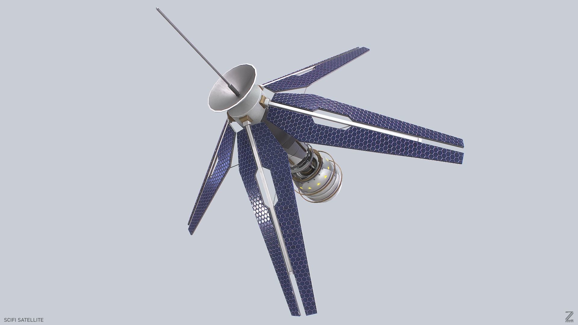 Sci fi Satellite Low-poly 3D model_5