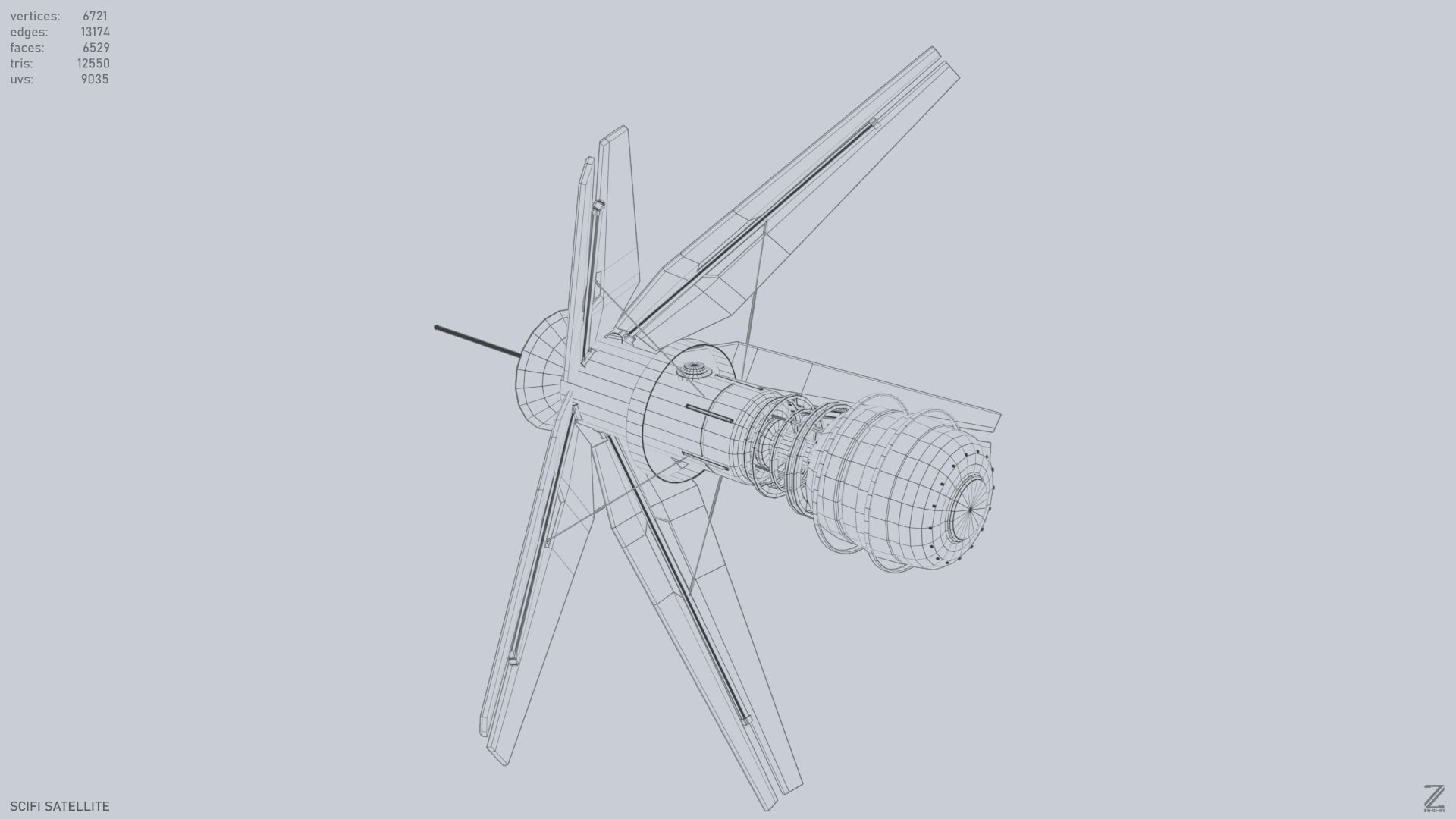 Sci fi Satellite Low-poly 3D model_11