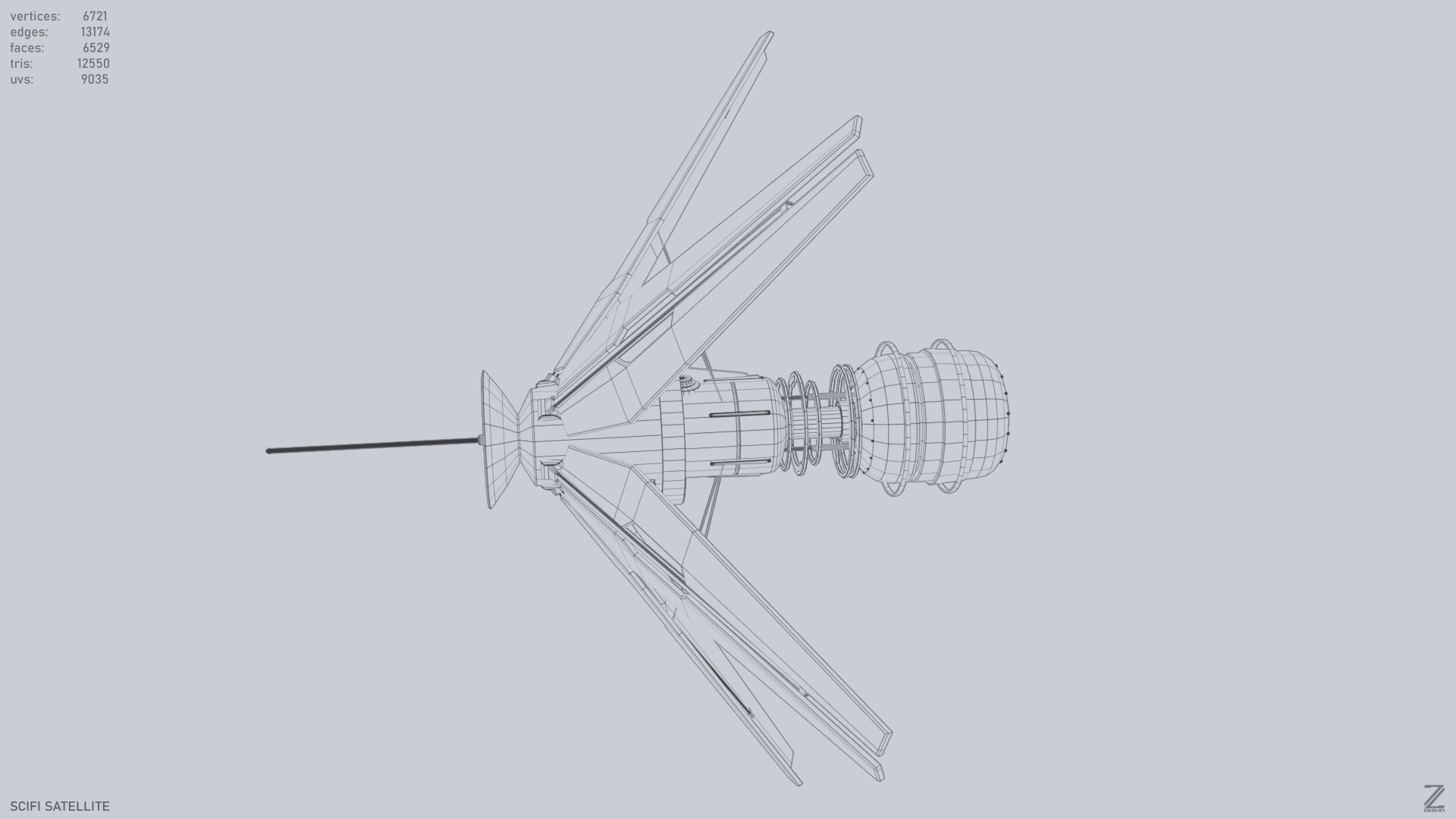 Sci fi Satellite Low-poly 3D model_10
