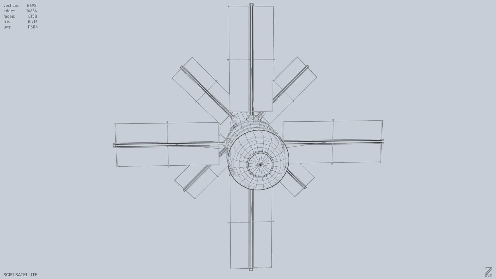 Sci fi Satellite Low-poly 3D model_14