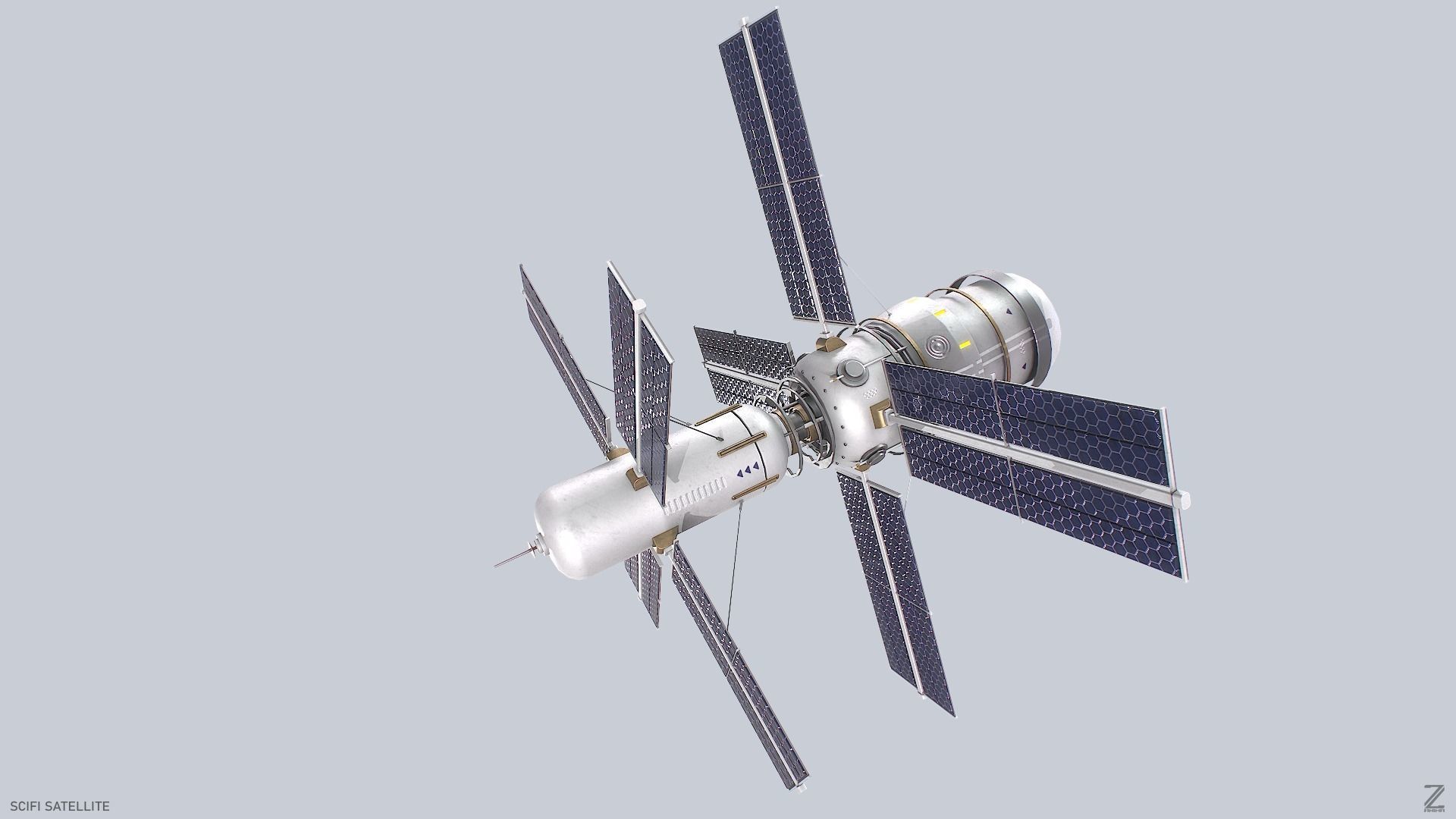 Sci fi Satellite Low-poly 3D model_6