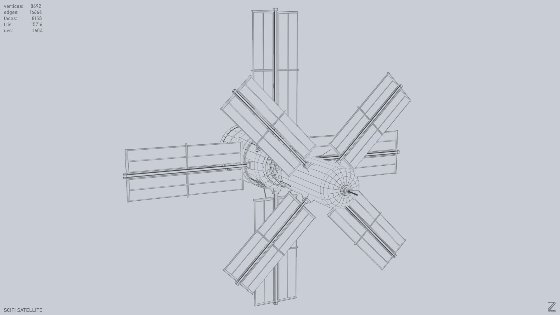 Sci fi Satellite Low-poly 3D model_9