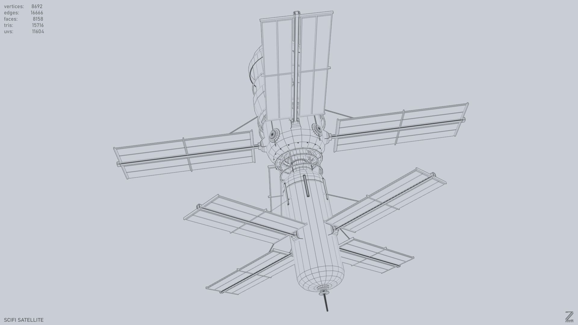 Sci fi Satellite Low-poly 3D model_10