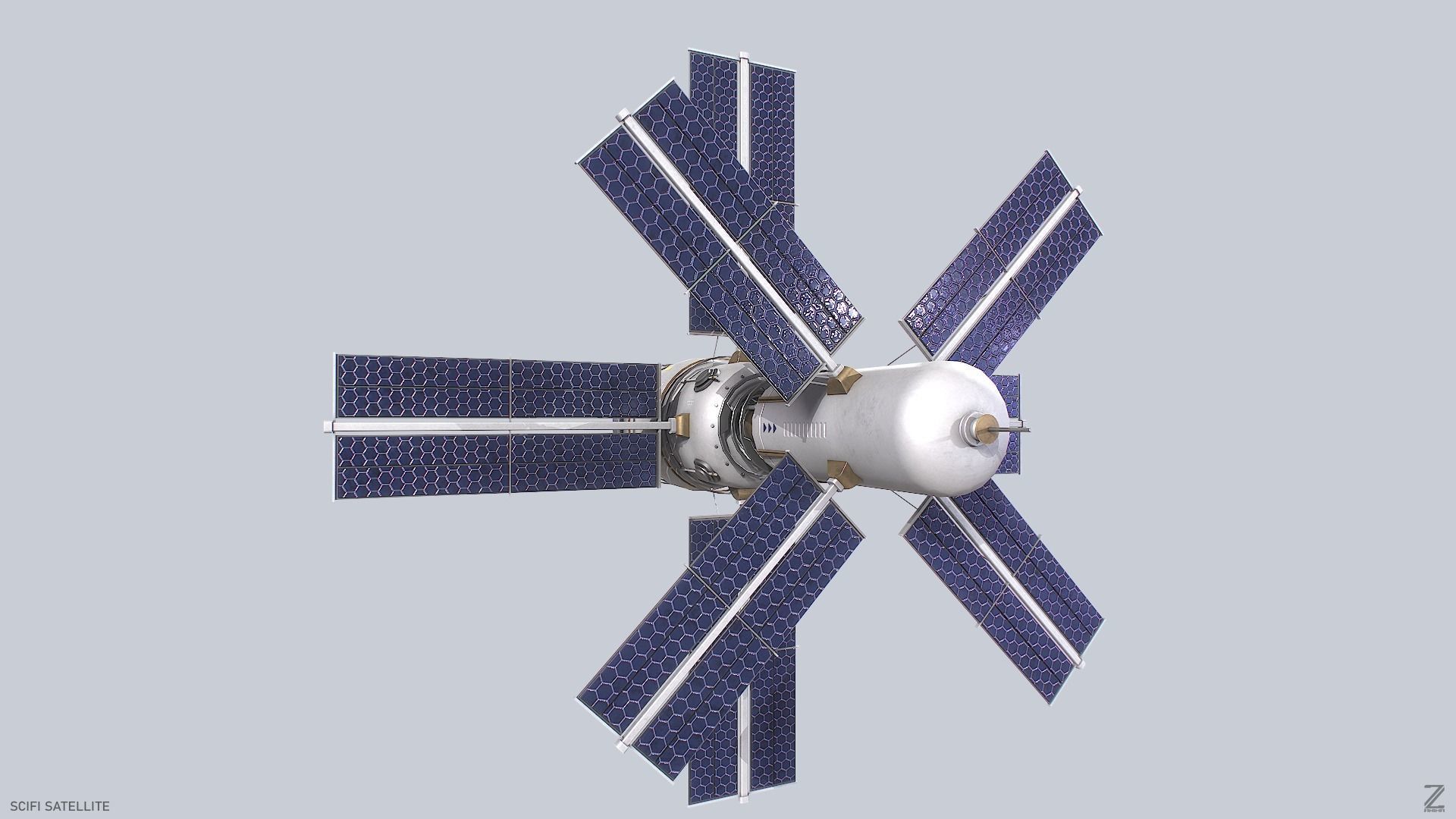 Sci fi Satellite Low-poly 3D model_4