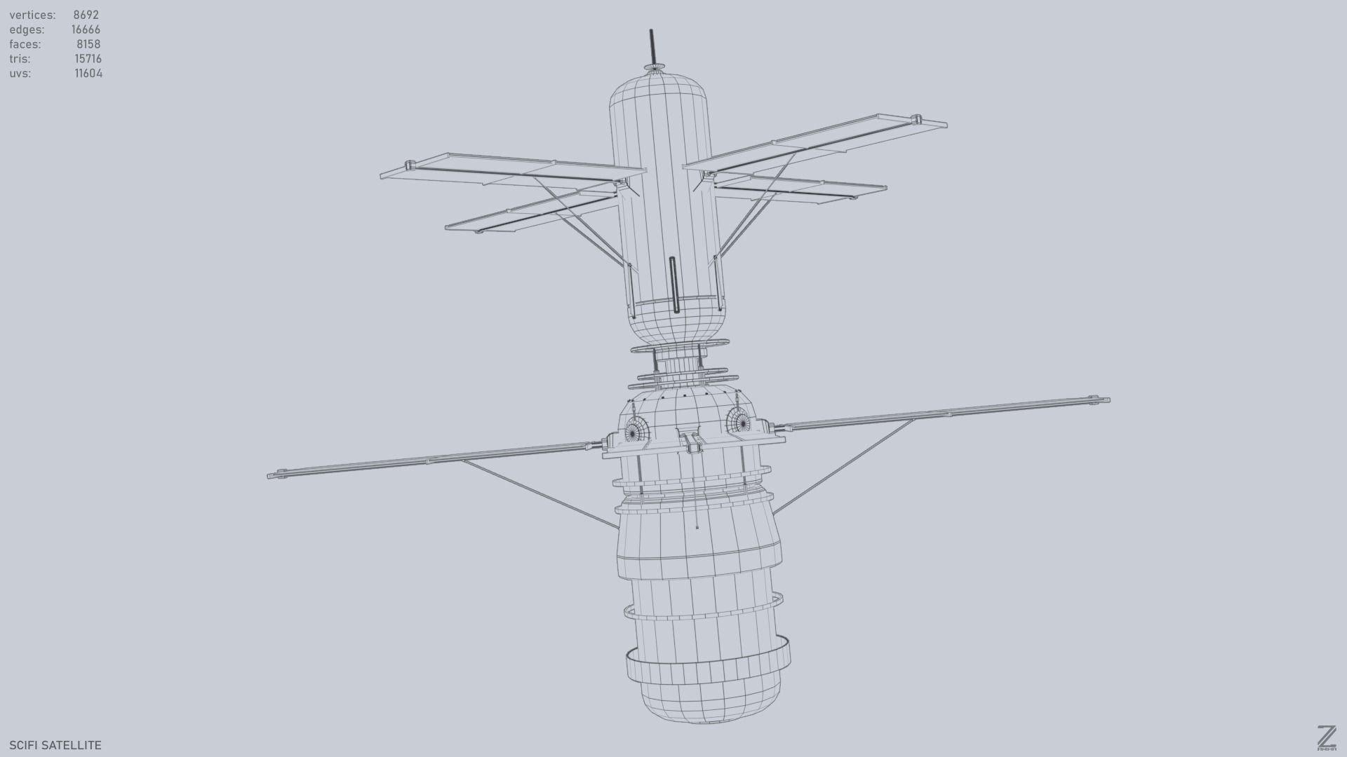 Sci fi Satellite Low-poly 3D model_15