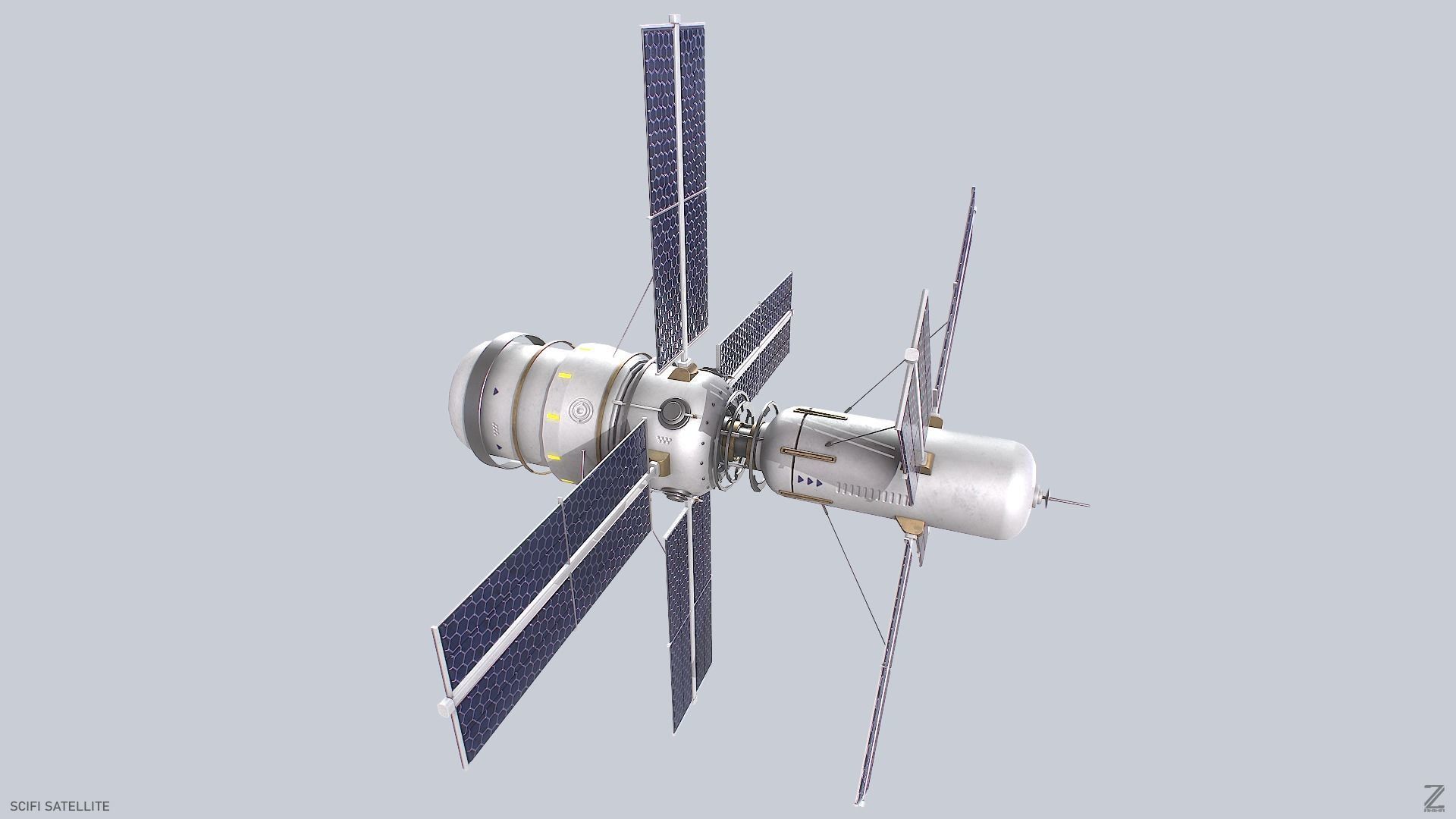 Sci fi Satellite Low-poly 3D model_2