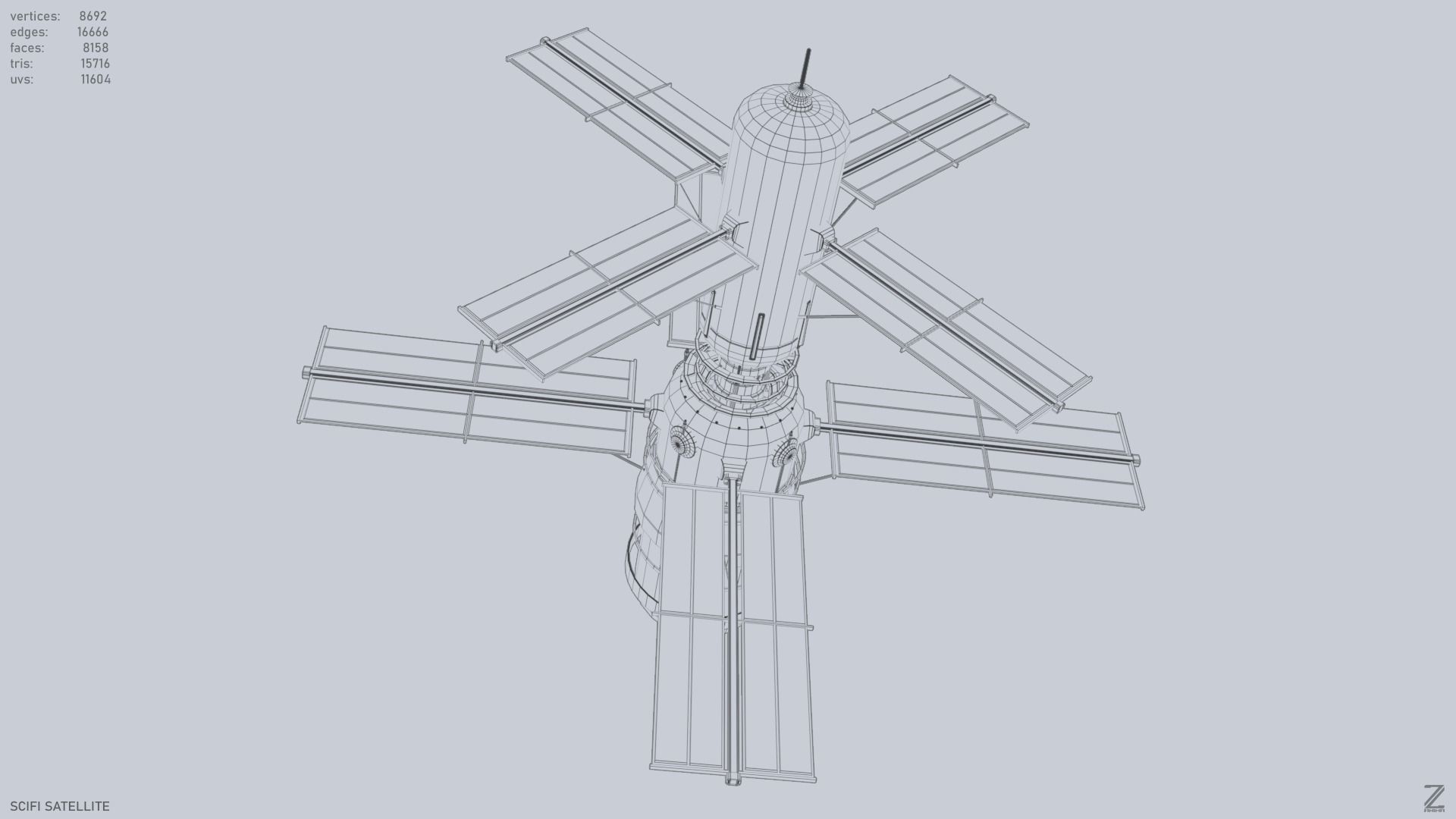 Sci fi Satellite Low-poly 3D model_11