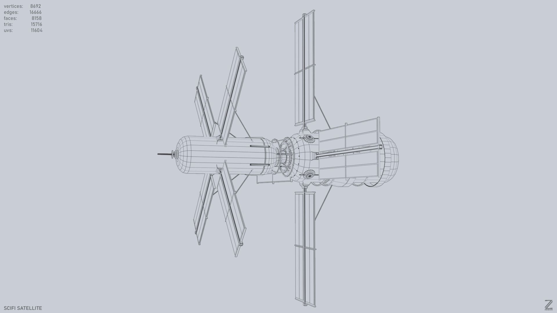 Sci fi Satellite Low-poly 3D model_12