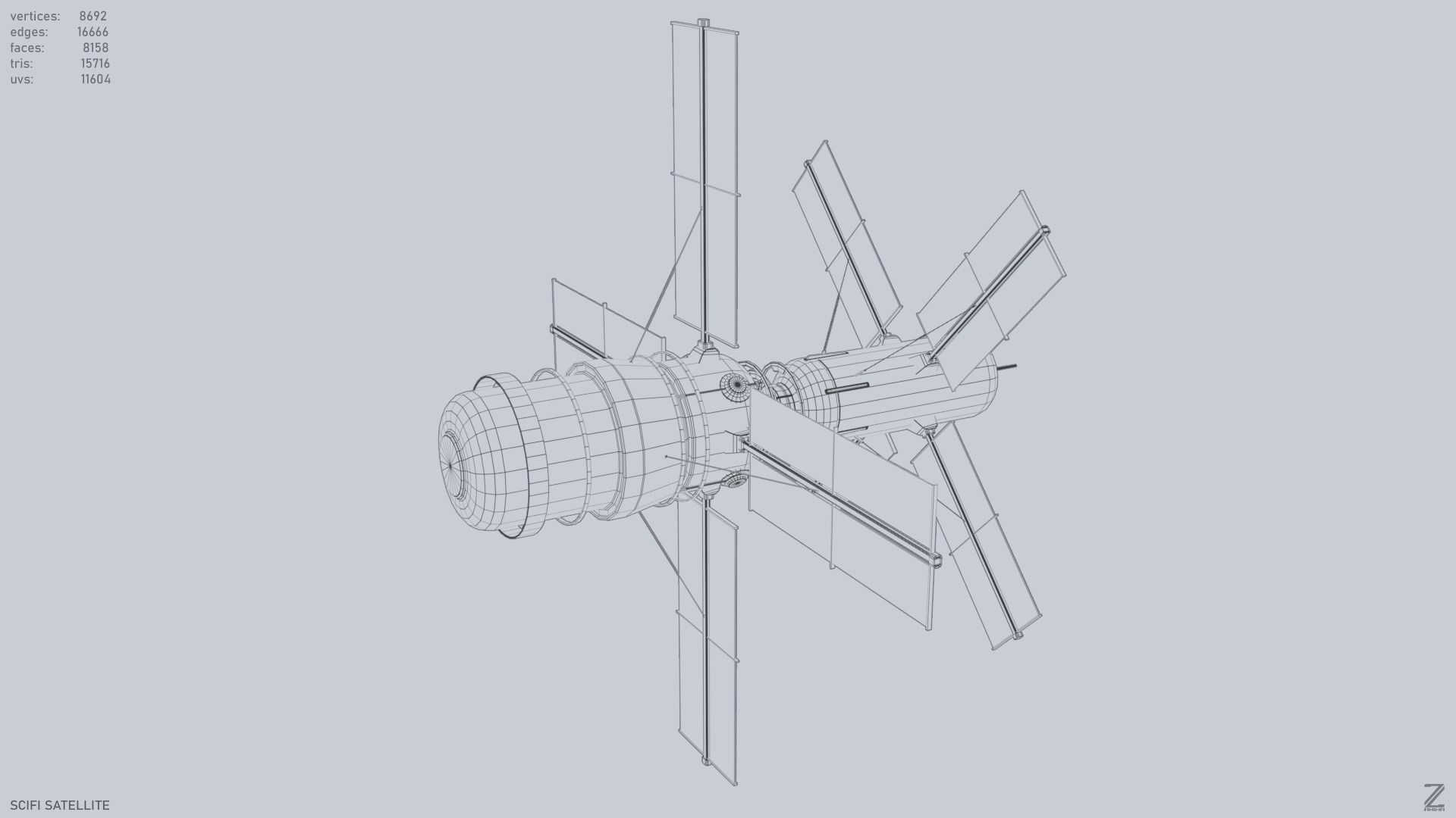 Sci fi Satellite Low-poly 3D model_13